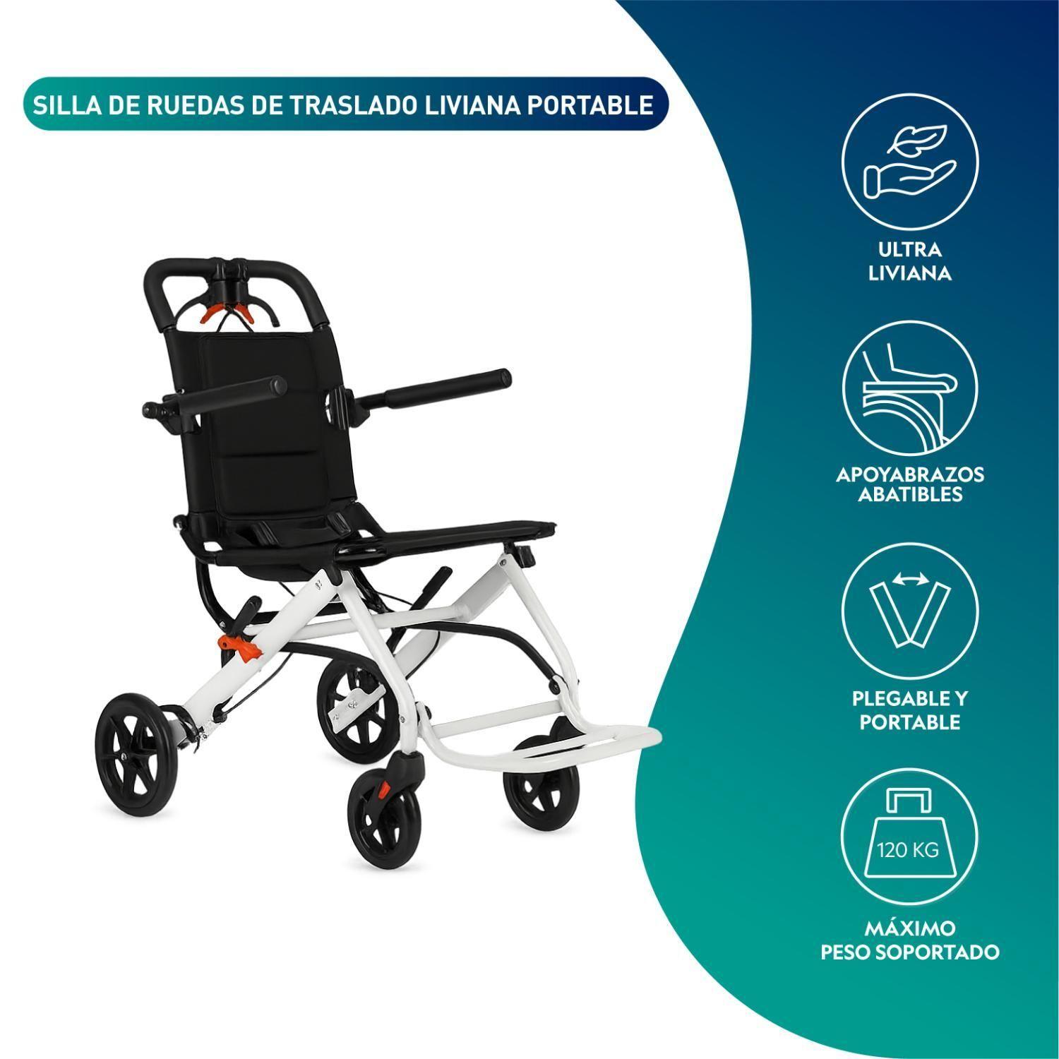 Silla de Ruedas de Traslado Liviana Portable-2