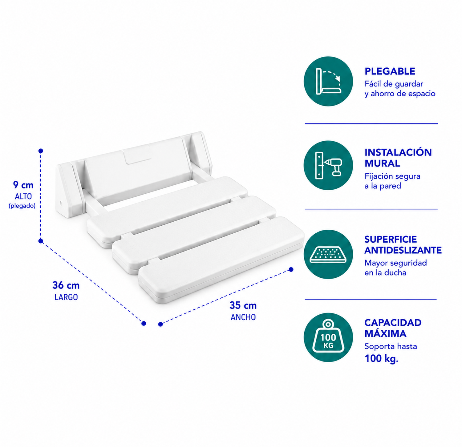 Silla De Baño Ducha Empotrada Plegable-1