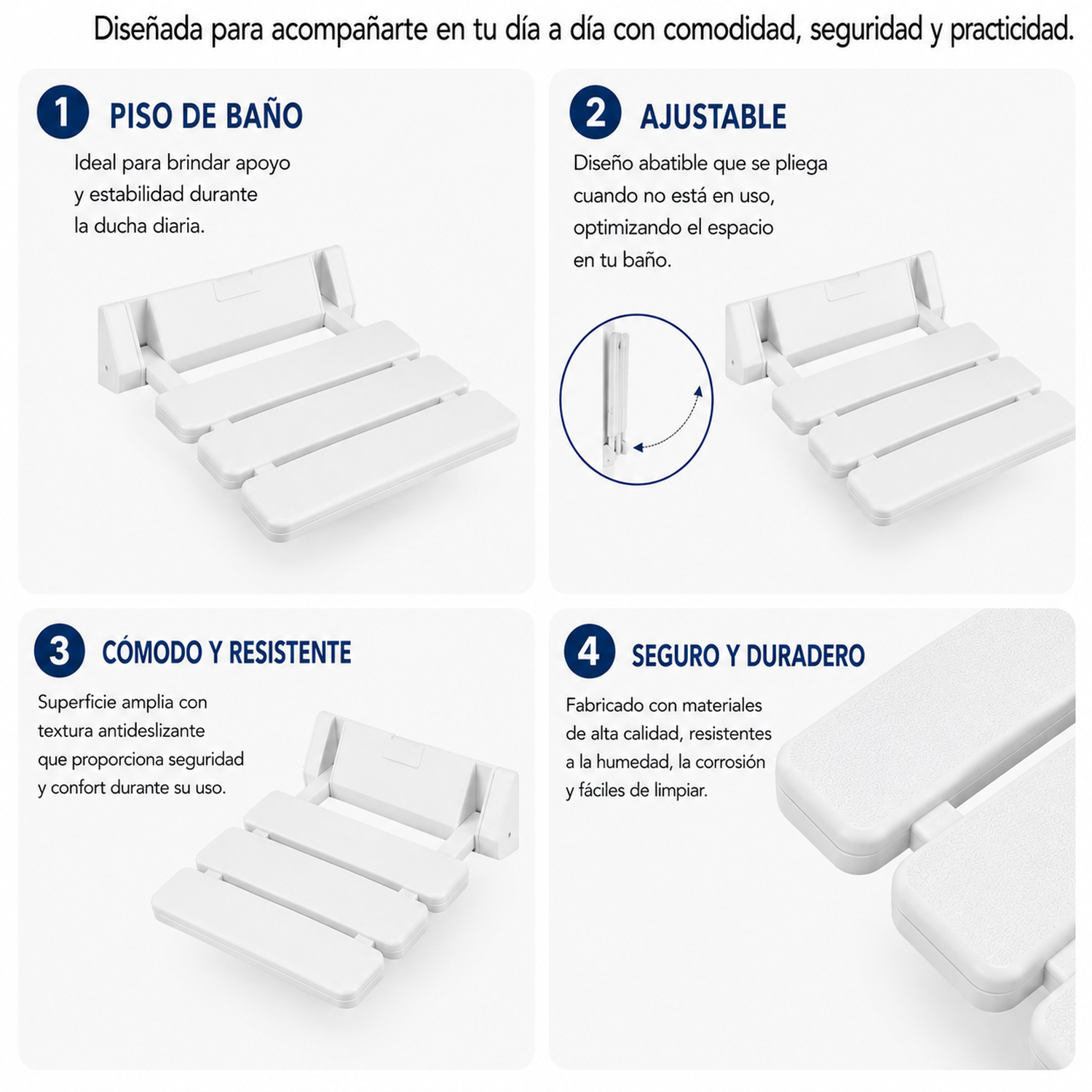 Silla De Baño Ducha Empotrada Plegable-2