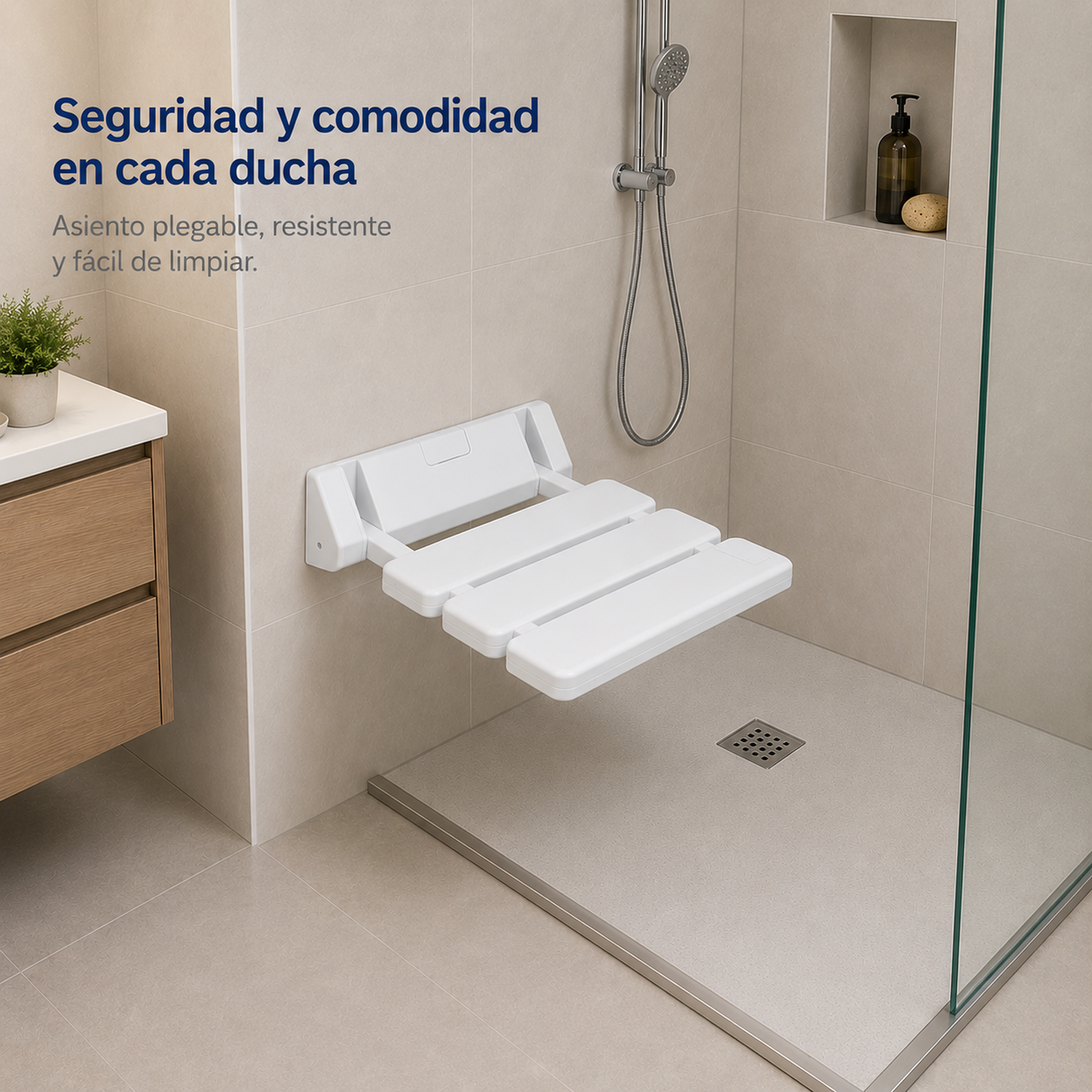 Silla De Baño Ducha Empotrada Plegable-3