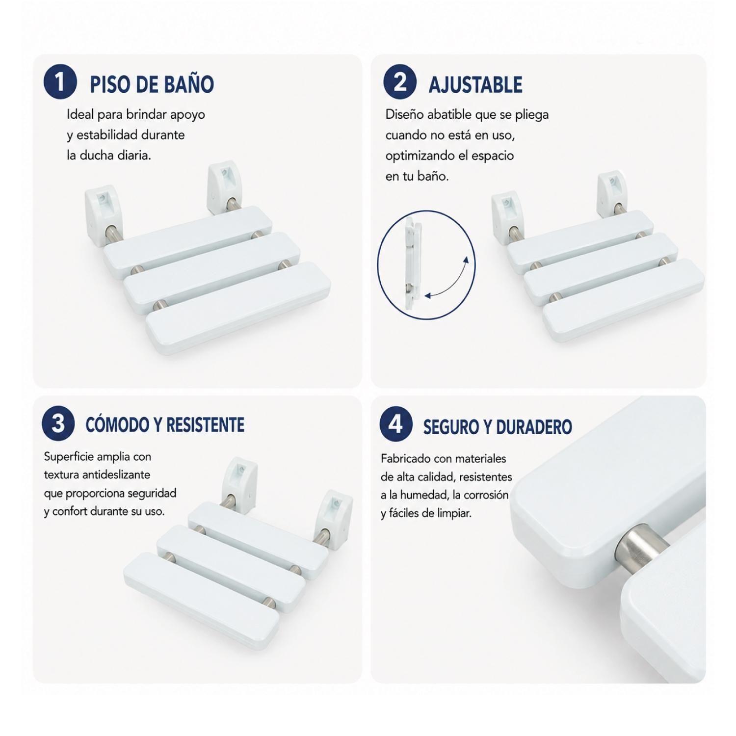 Silla De Baño Ducha Empotrada Plegable-2
