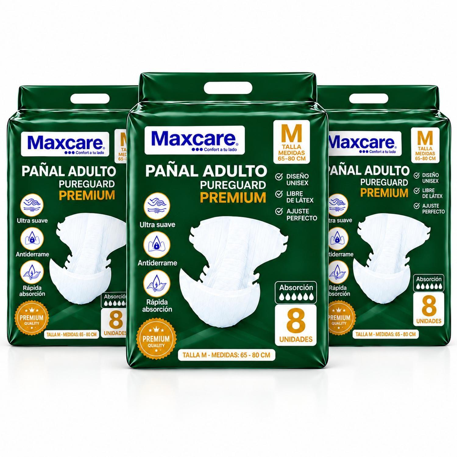 Pack 3 Pañal Adulto Maxcare Premium Talla M - 24 Unidades-0