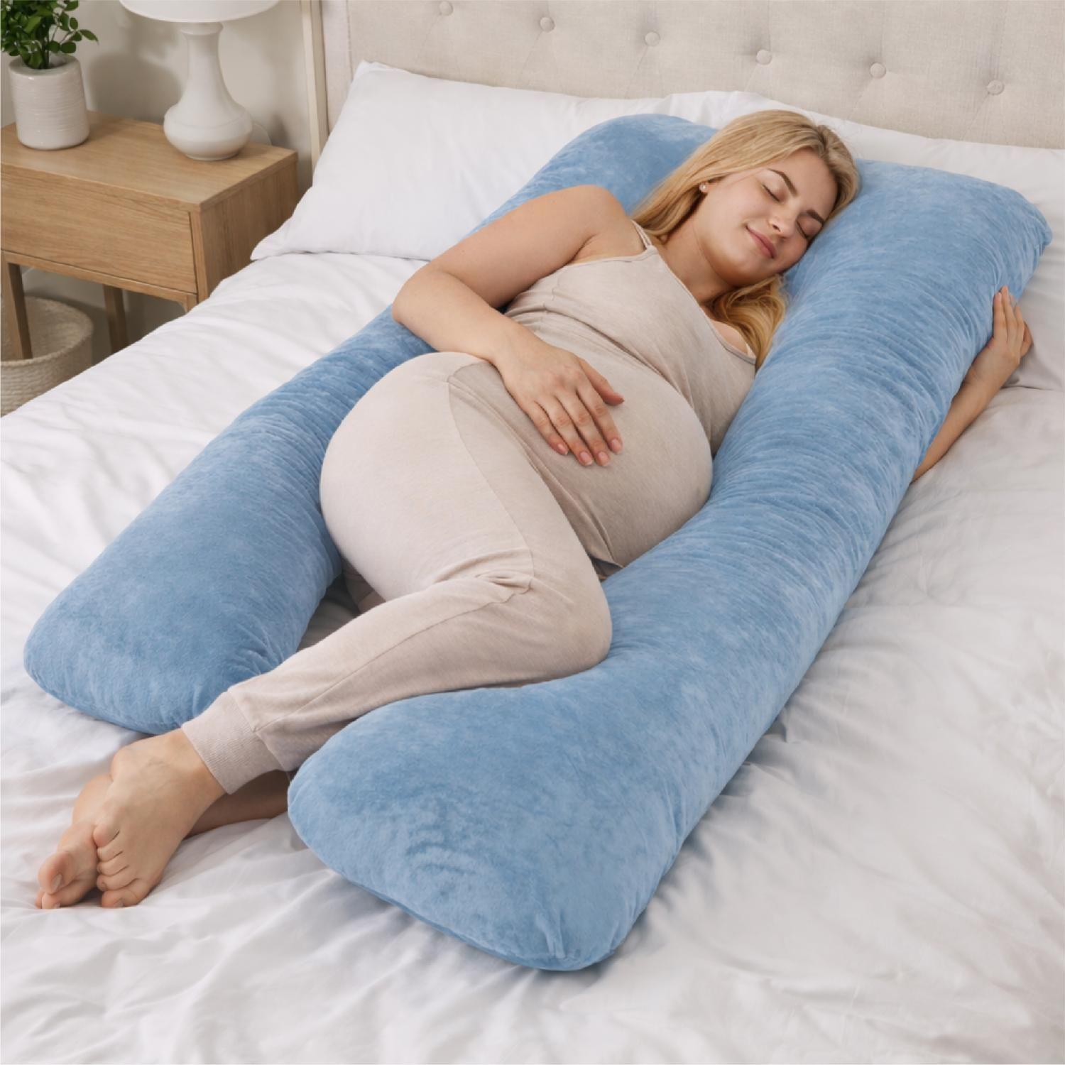 Cojín de terciopelo embarazada soft celeste 140x70 CM-4