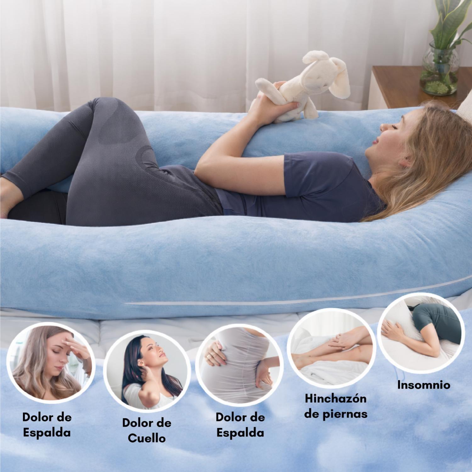 Cojín de terciopelo embarazada soft celeste 140x70 CM-5