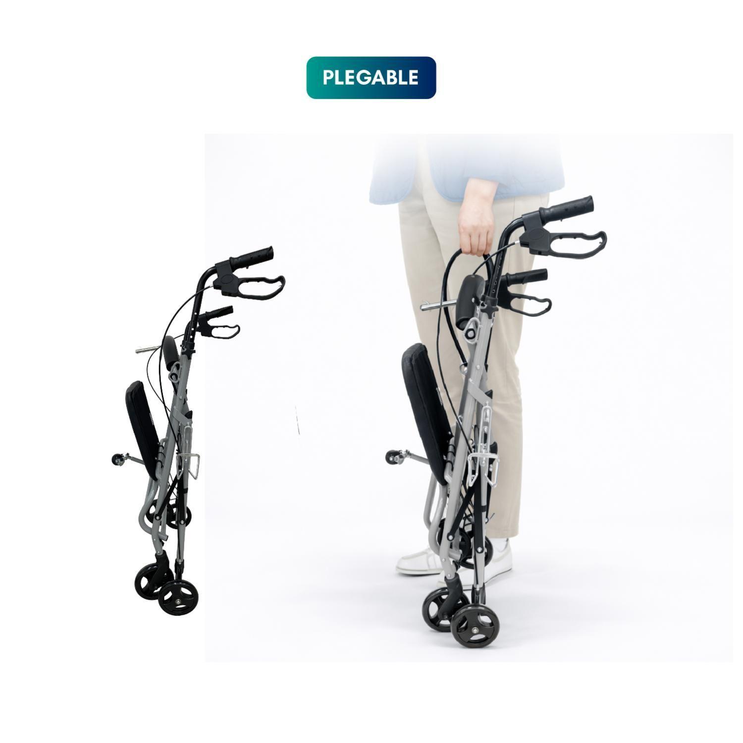 Andador Burrito Ortopédico Asiento y Rueda Delantera Gris-9