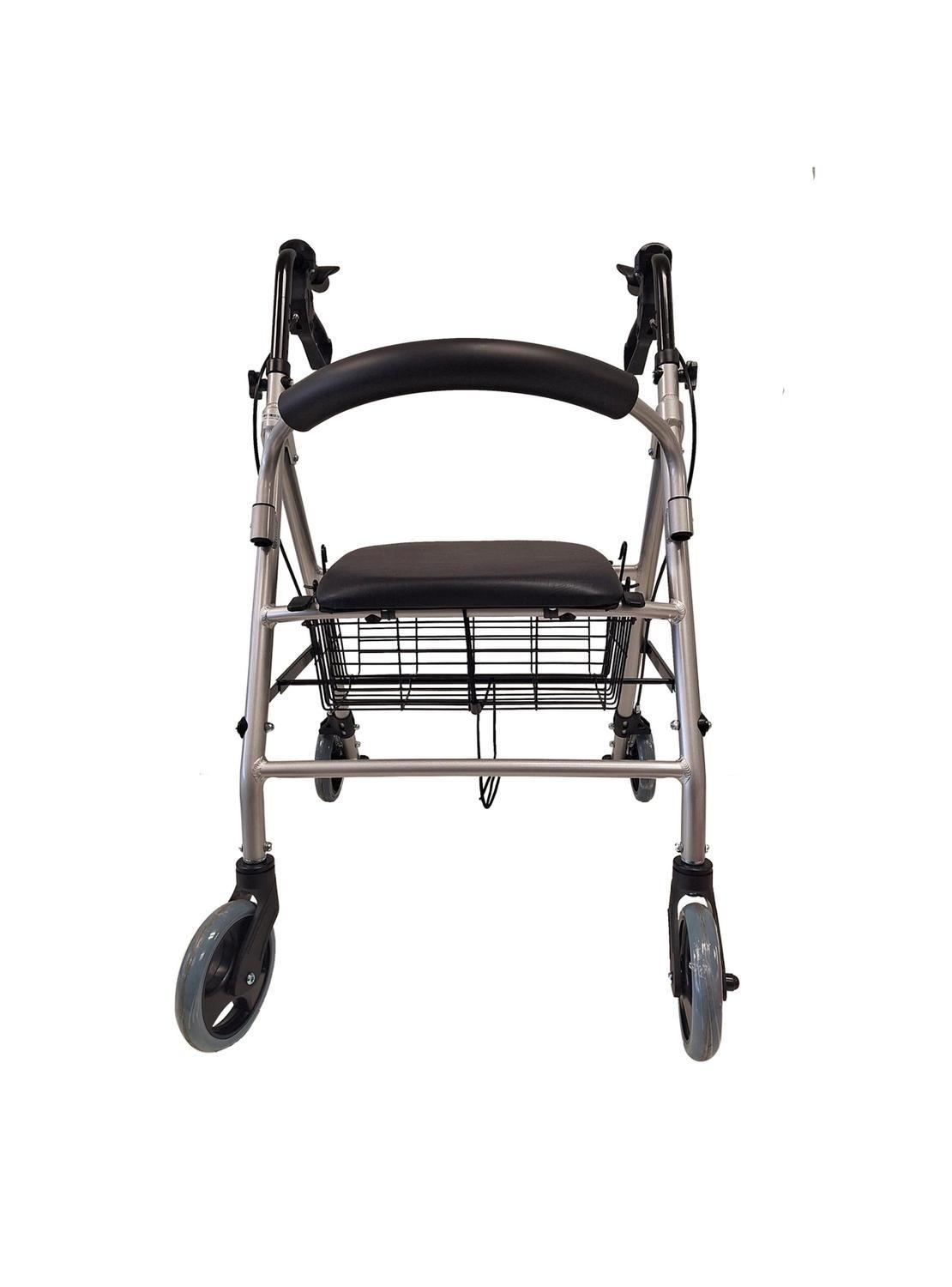 Andador Burro Ortopédico 4 Ruedas Asiento Y Canasto Gris-4