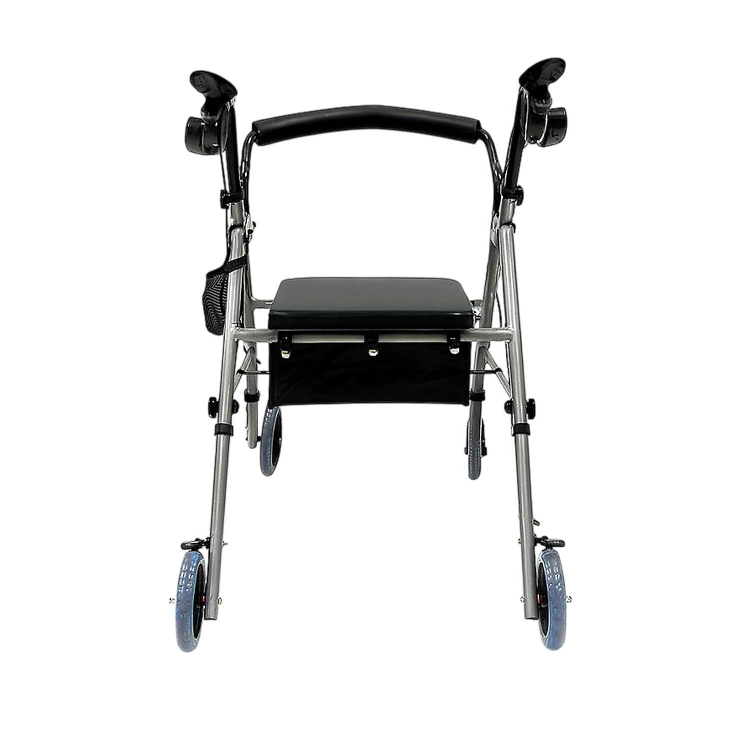 Andador Burro Ortopédico 4 Ruedas Asiento Y Canasto Gris-5