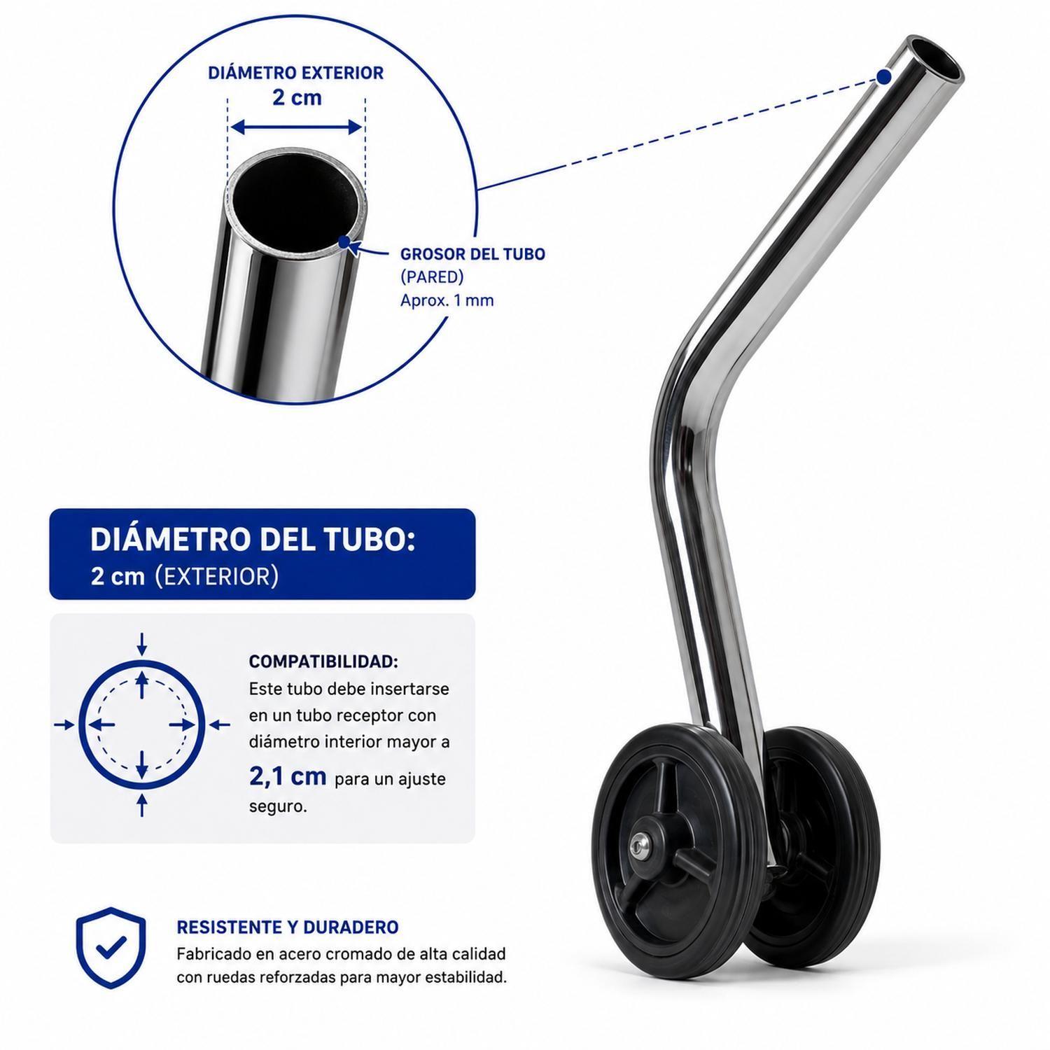 Rueda Antivuelco Cromada Silla De Ruedas-1