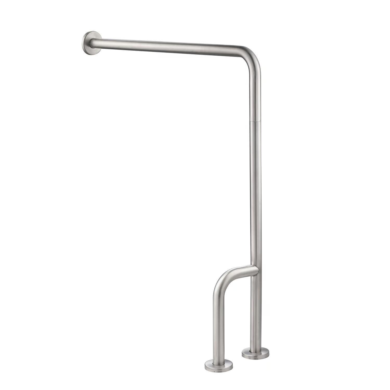 Barra Seguridad Baño Muro-Piso 3 Apoyos Derecha Acero Inox-0