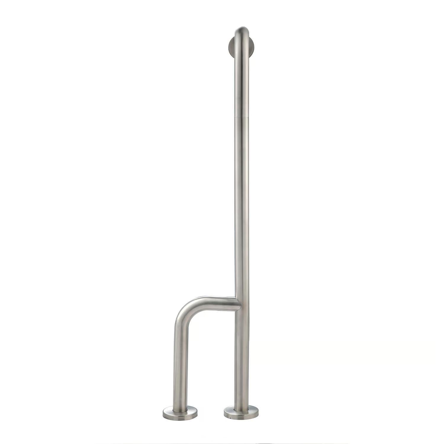 Barra Seguridad Baño Muro-Piso 3 Apoyos Derecha Acero Inox-1