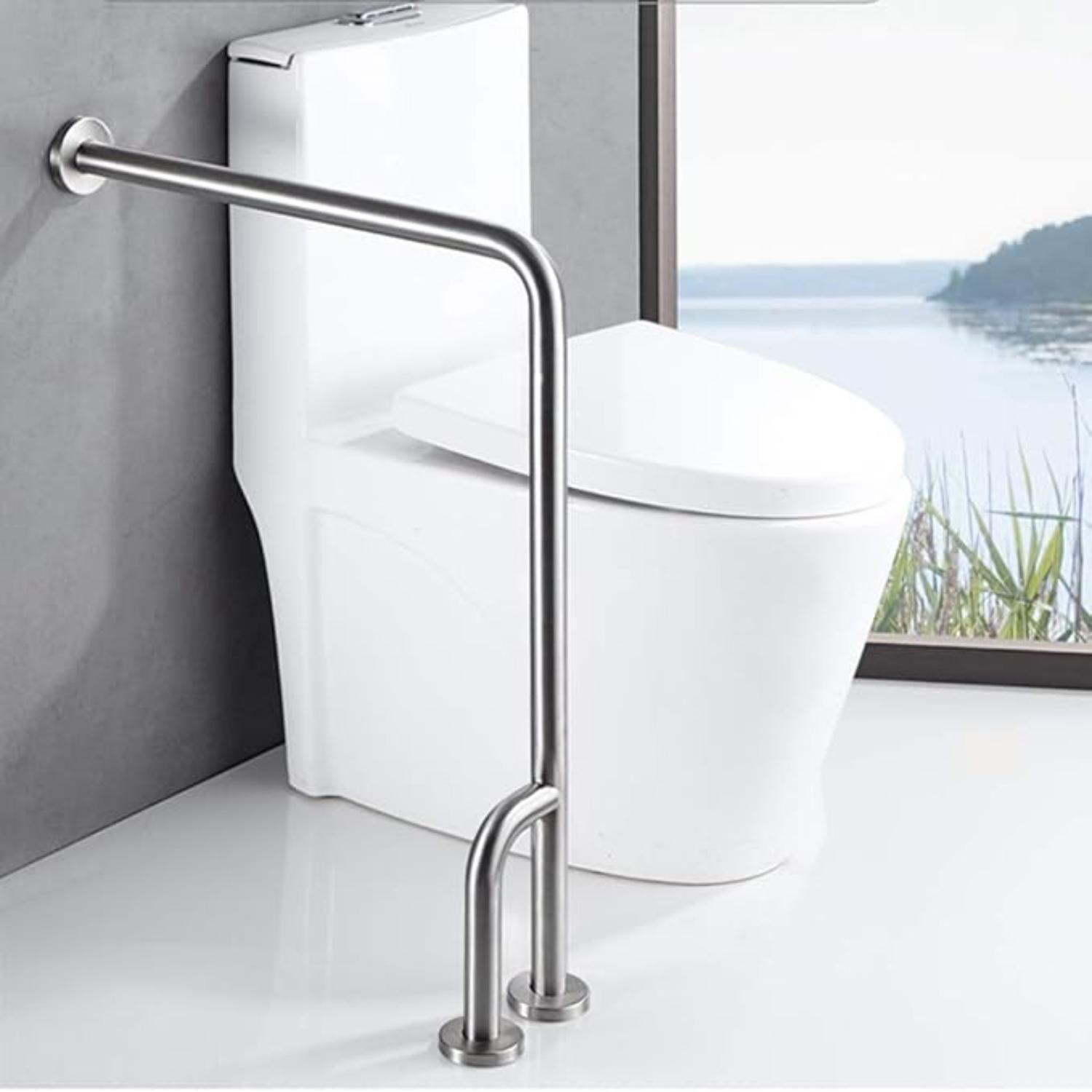 Barra Seguridad Baño Muro-Piso 3 Apoyos Derecha Acero Inox-2