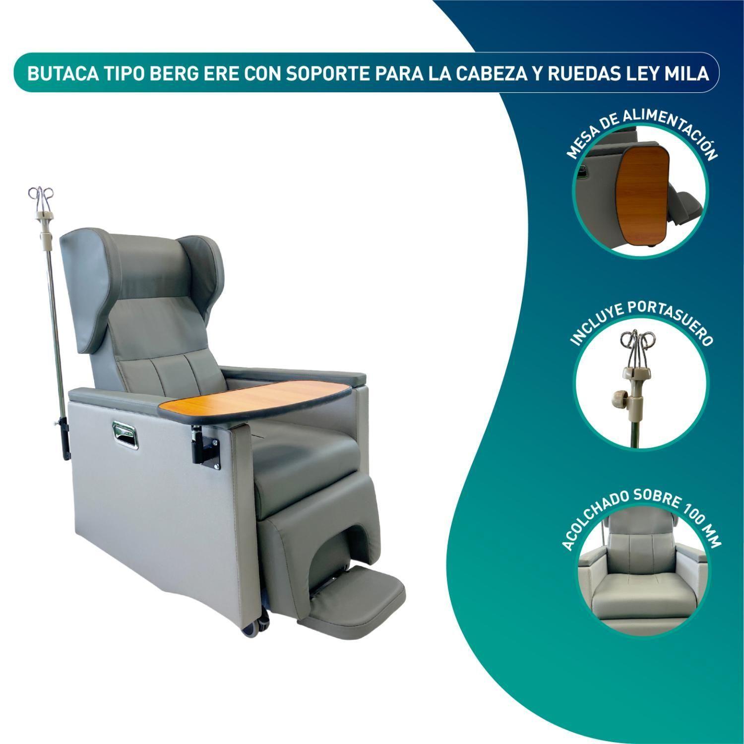 Butaca Clínica Reclinable con Portasuero y Mesa-2