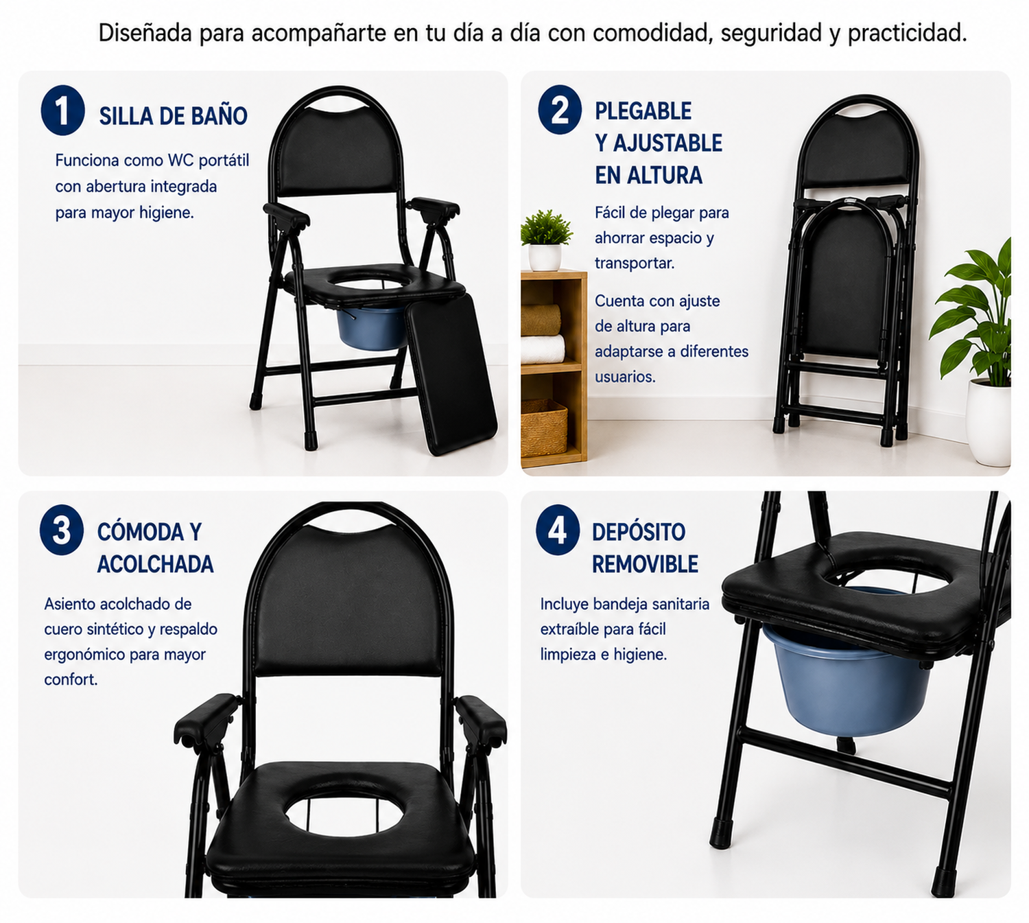 Baño Portátil Silla De WC Plegable Pro-2
