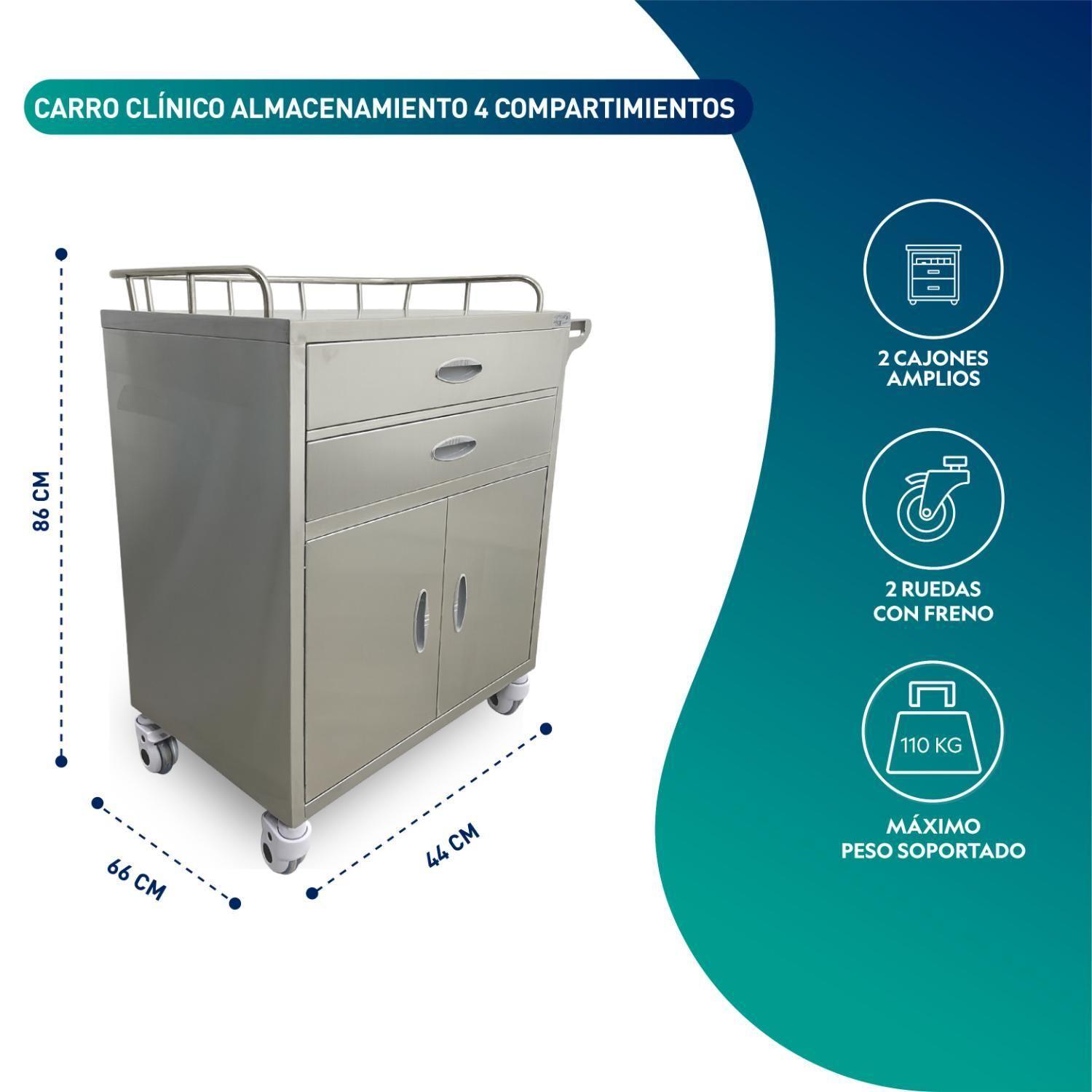 Carro Clínico Almacenamiento 4 Compartimientos-2