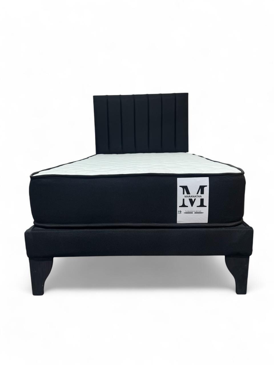 Cama plaza y media europea 1.5 base + respaldo + colchon-1