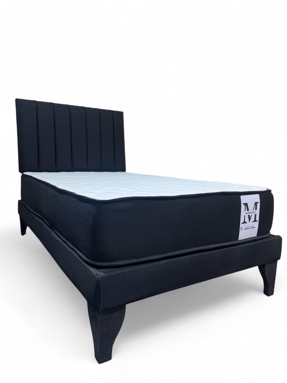Cama plaza y media europea 1.5 base + respaldo + colchon-2