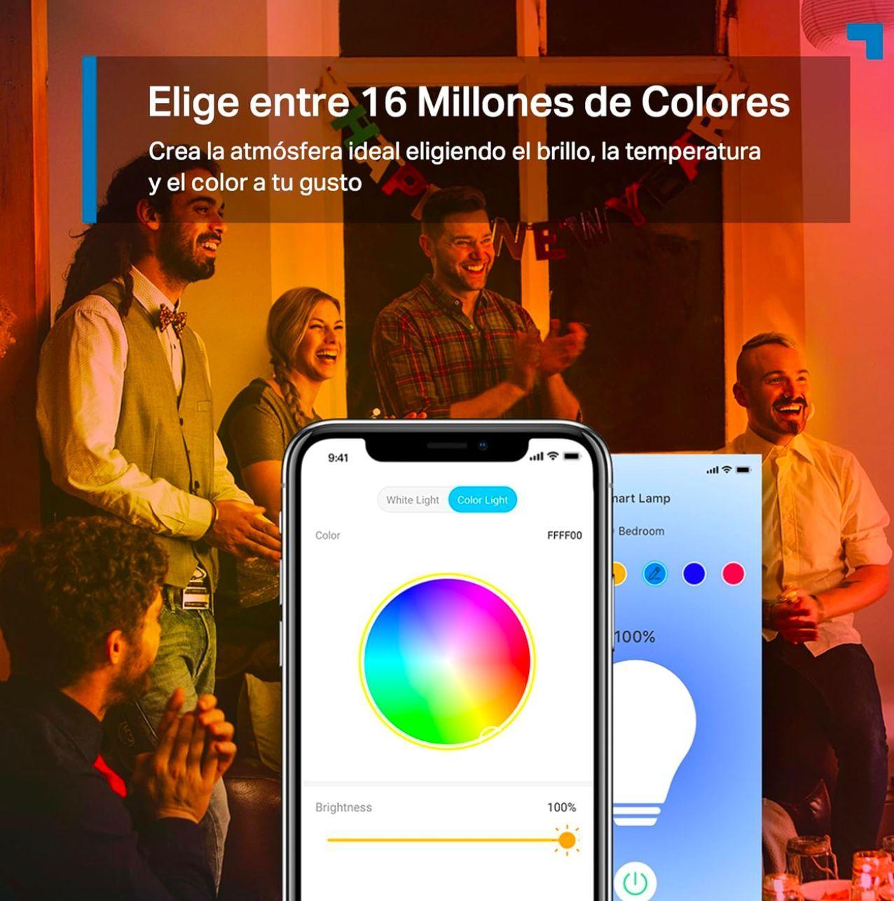 set 3 Amp Multicolores Alto Brillo E27 Tapo Smart LED Wi-fi Matter Homekit-2