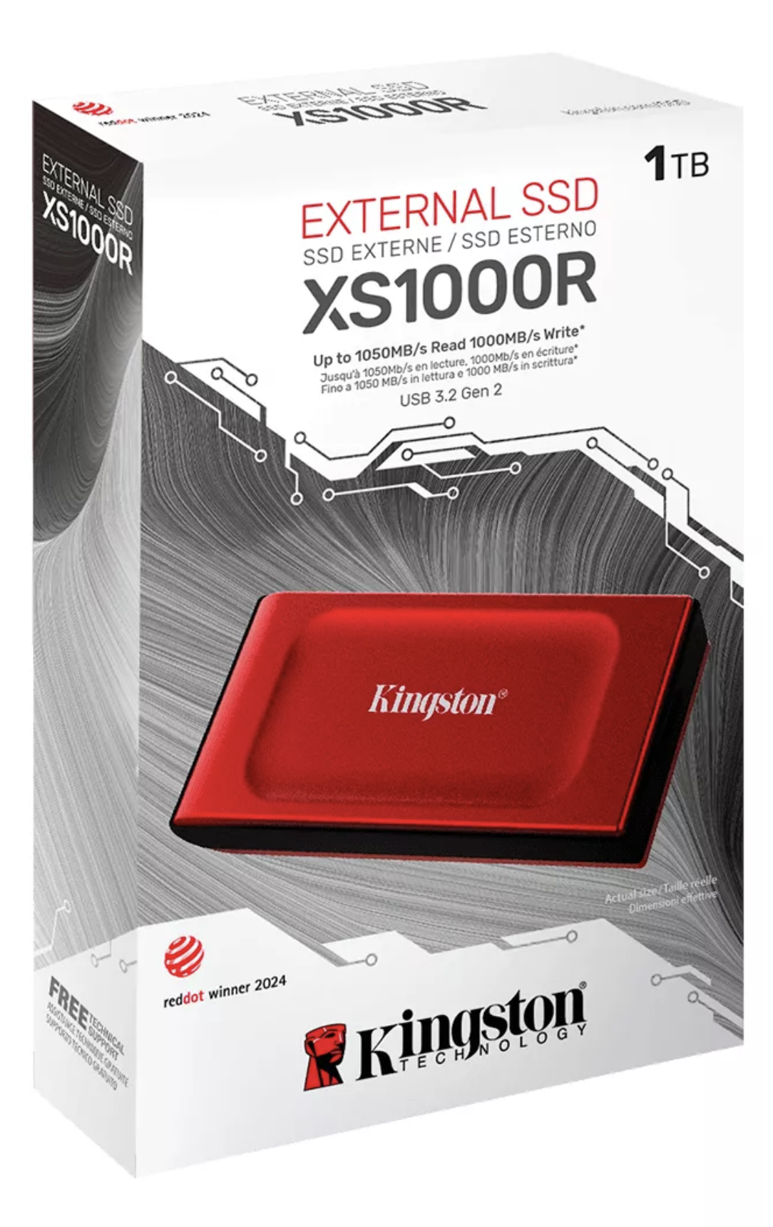 Unidad Sólida Externa Kingston Xs1000r 1tb Color Rojo 1050Mbs-0