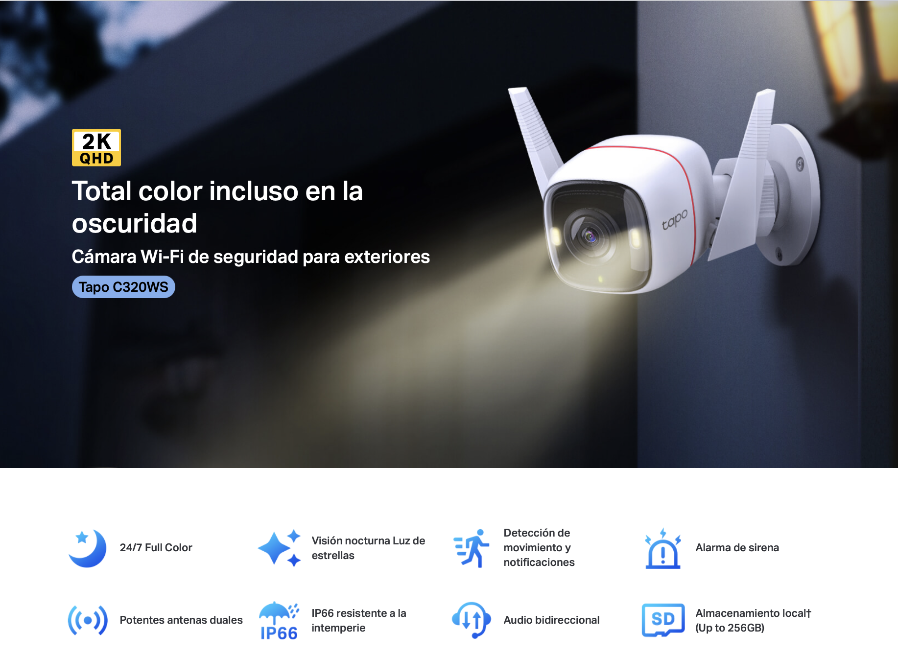 Set Cámara Outdoor Tapo C310 Wi-Fi 2k Visión Nocturna + 128 GB-2