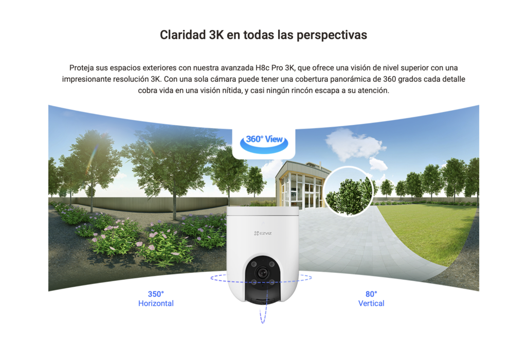 Smart Cámara Outdoor Giratoria 360º Ezviz H8C Pro 2k Cableada-4