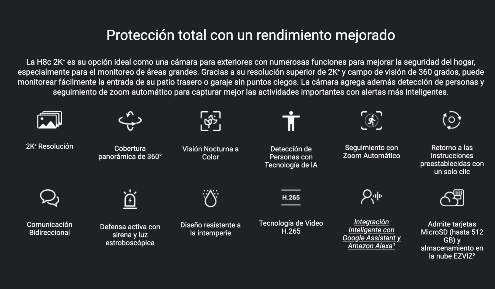 Cámara Ezviz Outdoor Giratoria 360° H8 Pro 2k Wi-fi Alexa-5