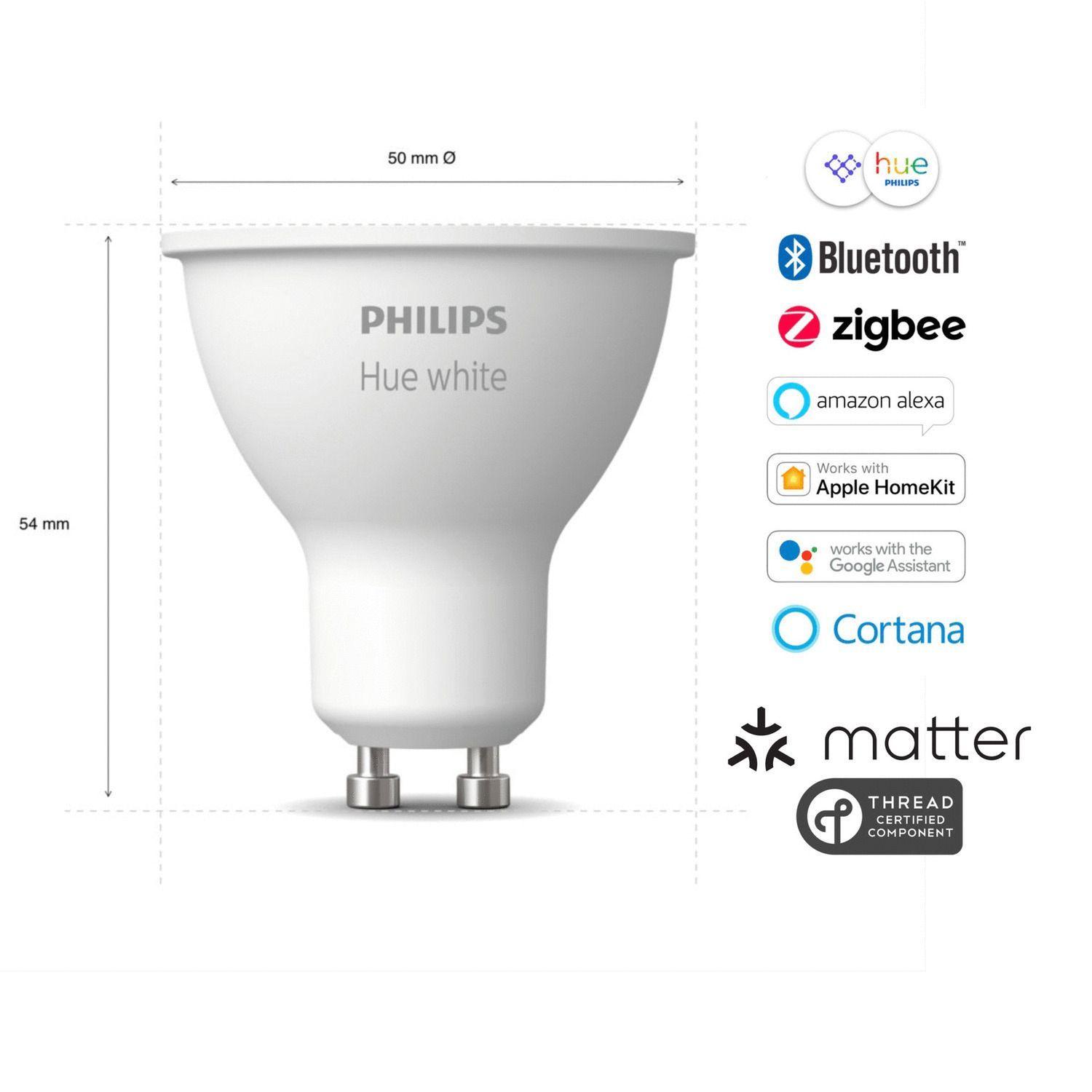 Pack 3 Philips Hue White    GU10 400LM s Zigbee & Bt-1