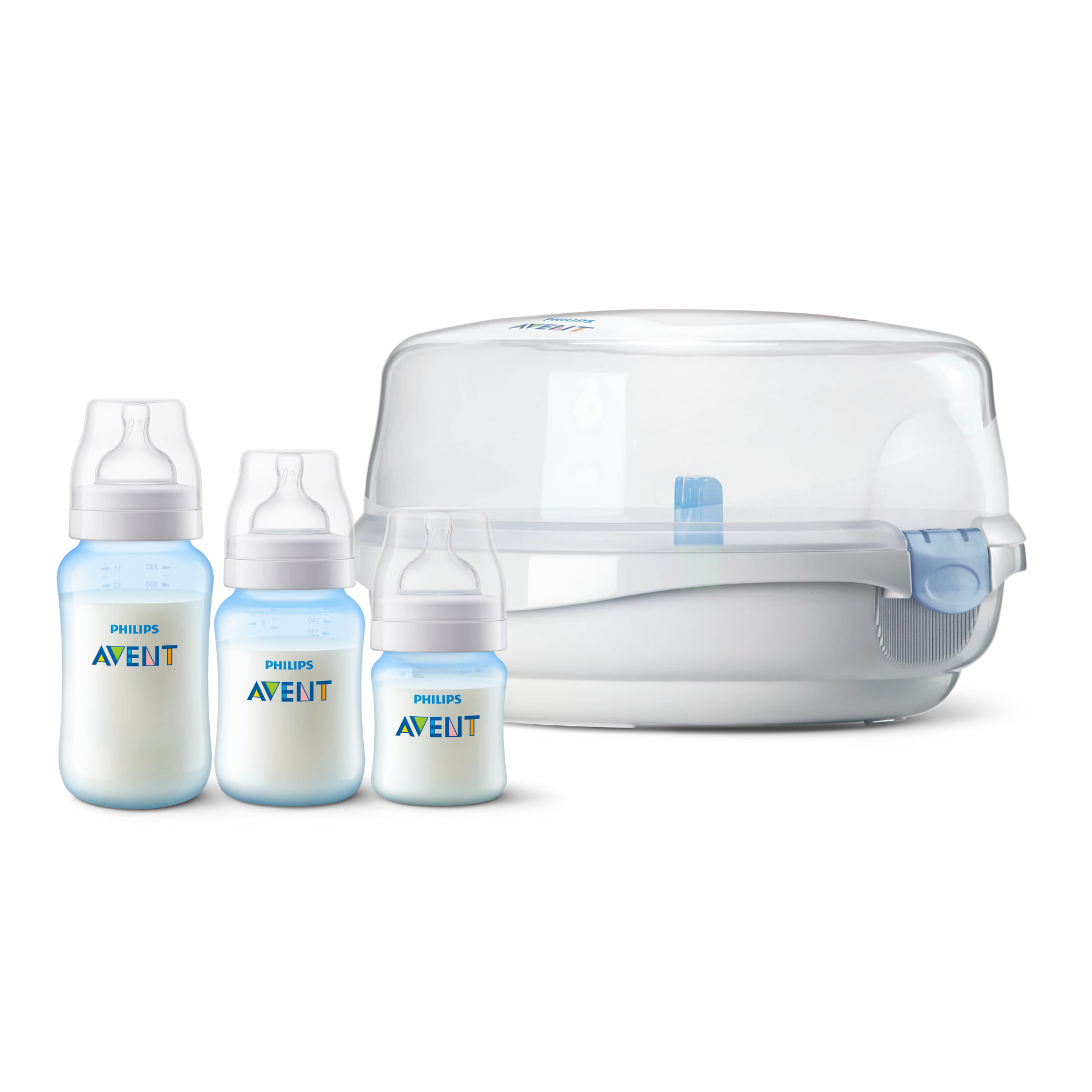 Set Esterilizador a vapor para microondas + 3 Mamaderas Pink-Blue-0