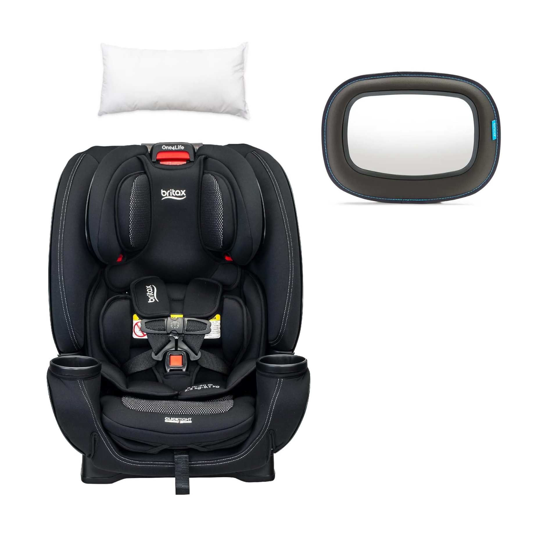 Silla auto One4life Carbón Clicktight-Espejo Seguridad- Cojín Cervical -0