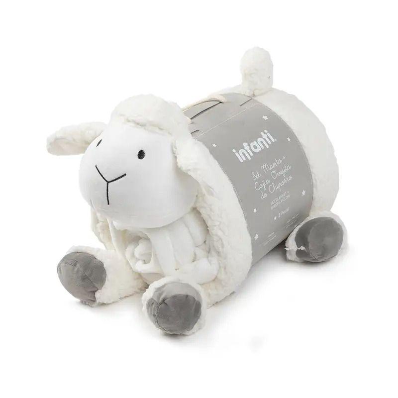 Cuna más ColchónAnti-reflujo -Protector Playard Always Together Marengo mas manta oveja-4