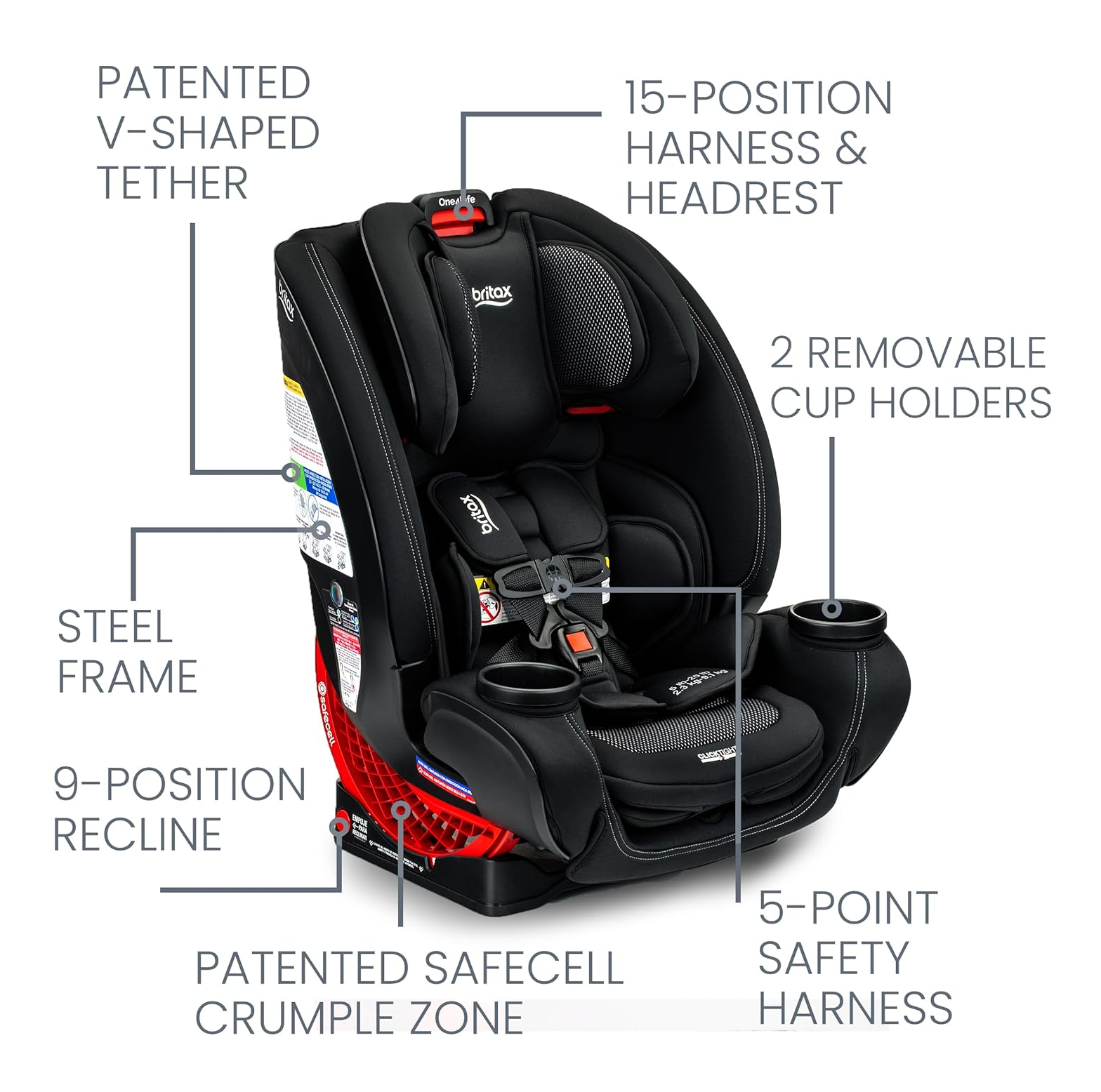 Silla auto One4life Carbón Clicktight - Espejo Seguridad-4