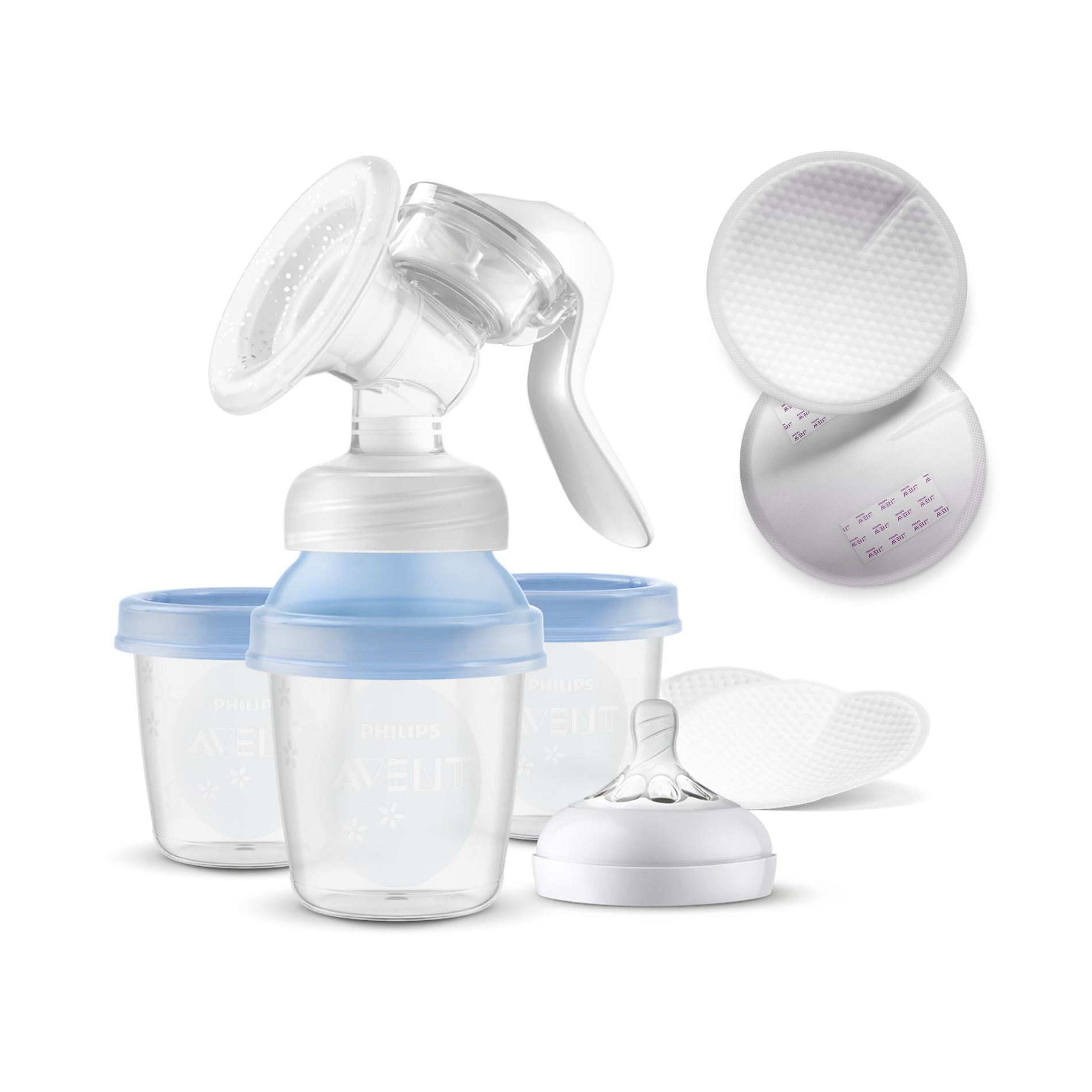 Extractor de leche manual Avent + 100 protectores mamarios-0