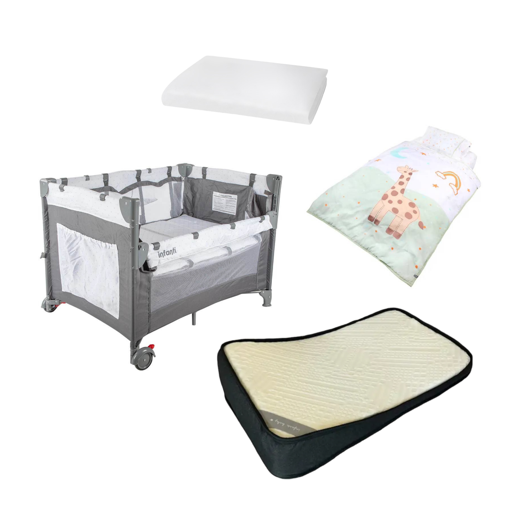 Cuna más ColchónAnti-reflujo -Protector Playard Always Together Marengo Cobertor Jirafa-0