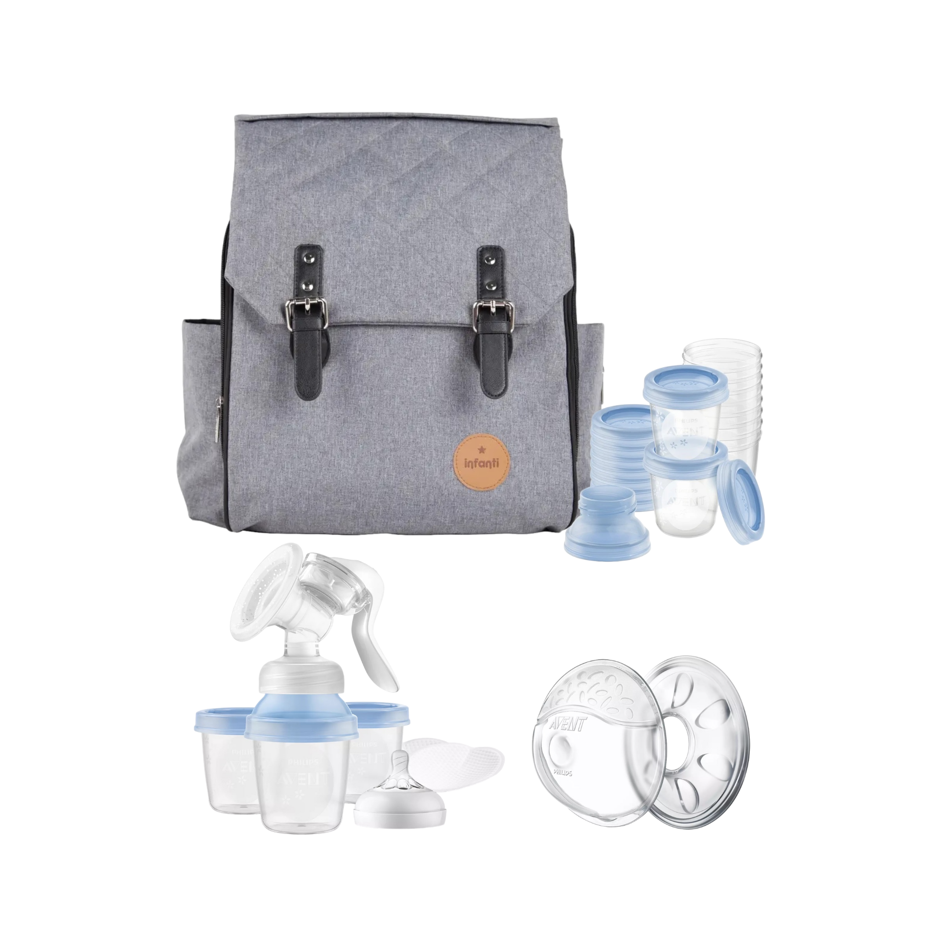 Mochila maternal + 10 vasos + Extractor de leche + Amapolas-0