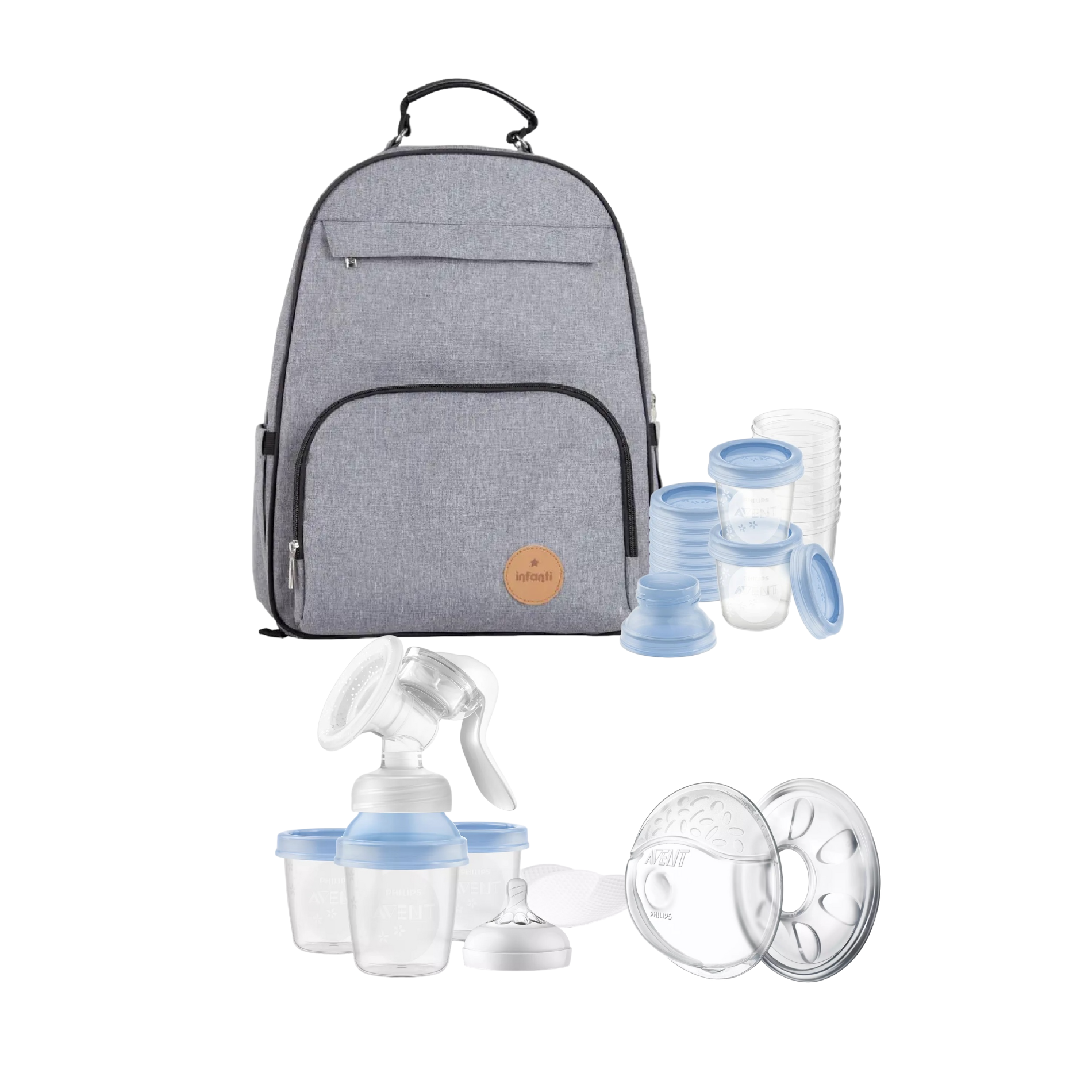 Mochila maternal + 10 vasos + Extractor de leche + Amapolas-0
