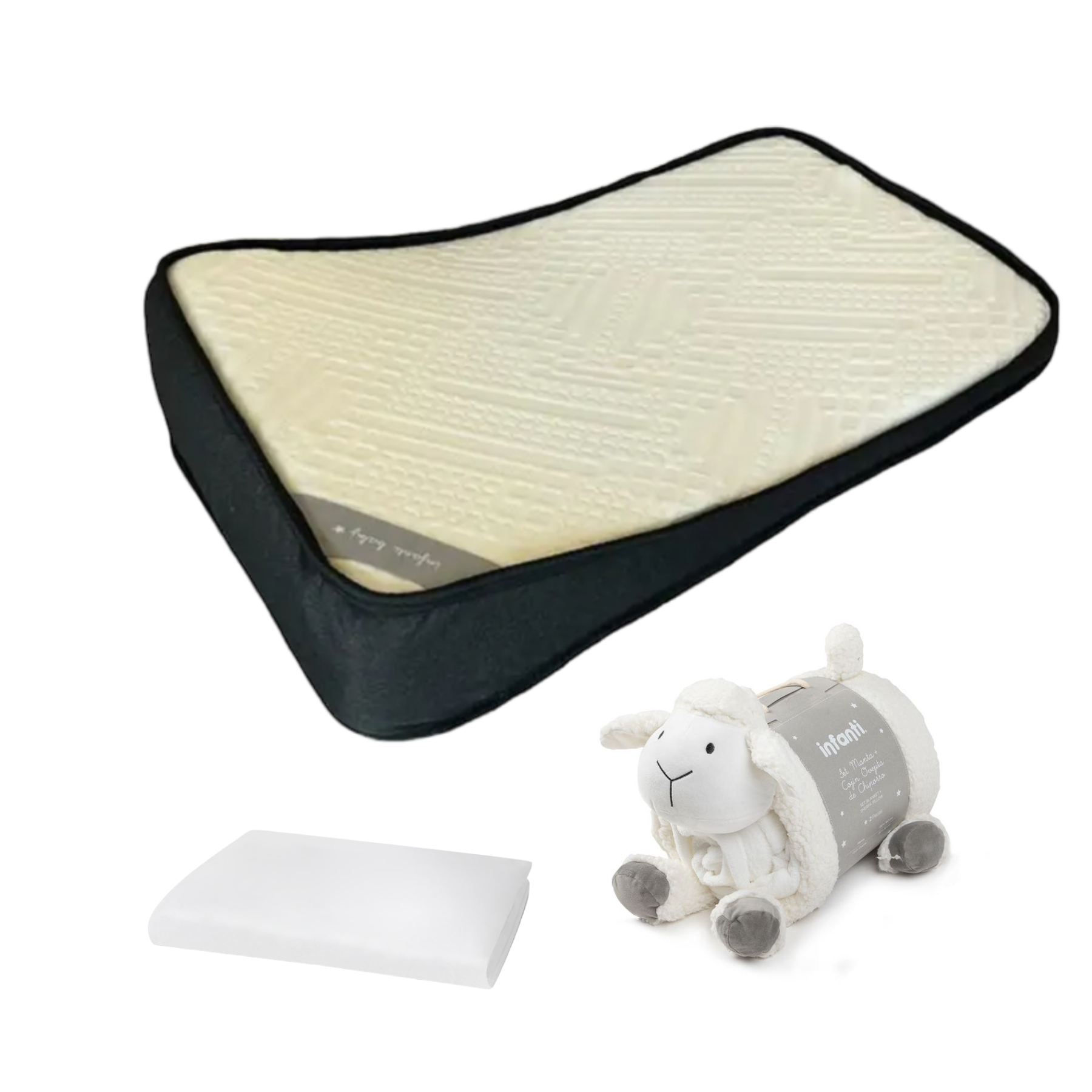 Colchón Espuma Anti-Reflujo mas protector 107x67cm CIELO-LUNA-NUBE mas manta oveja-0