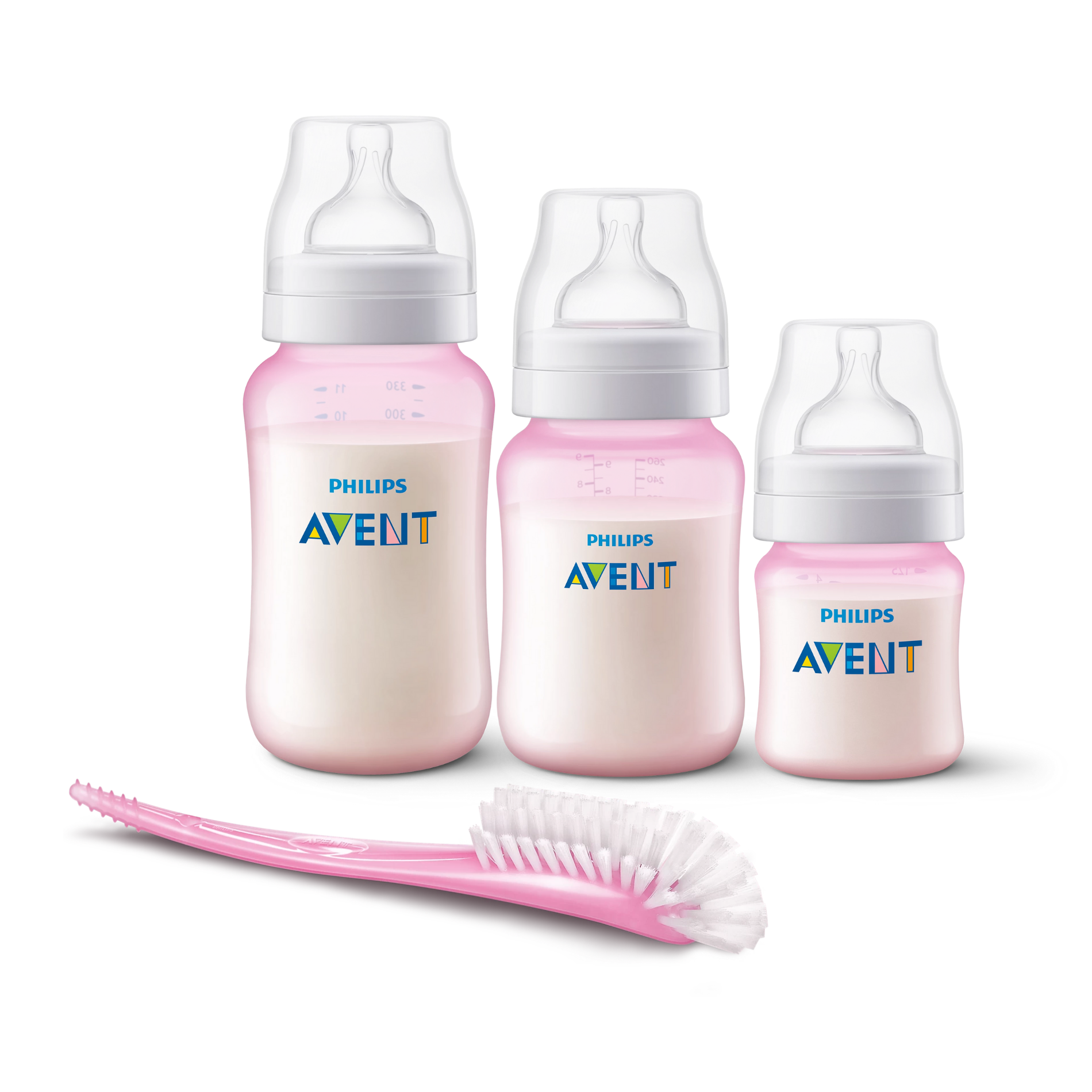 3 Mamaderas Anticolic Pink + Cepillo Limpiador Pink-Blue-0