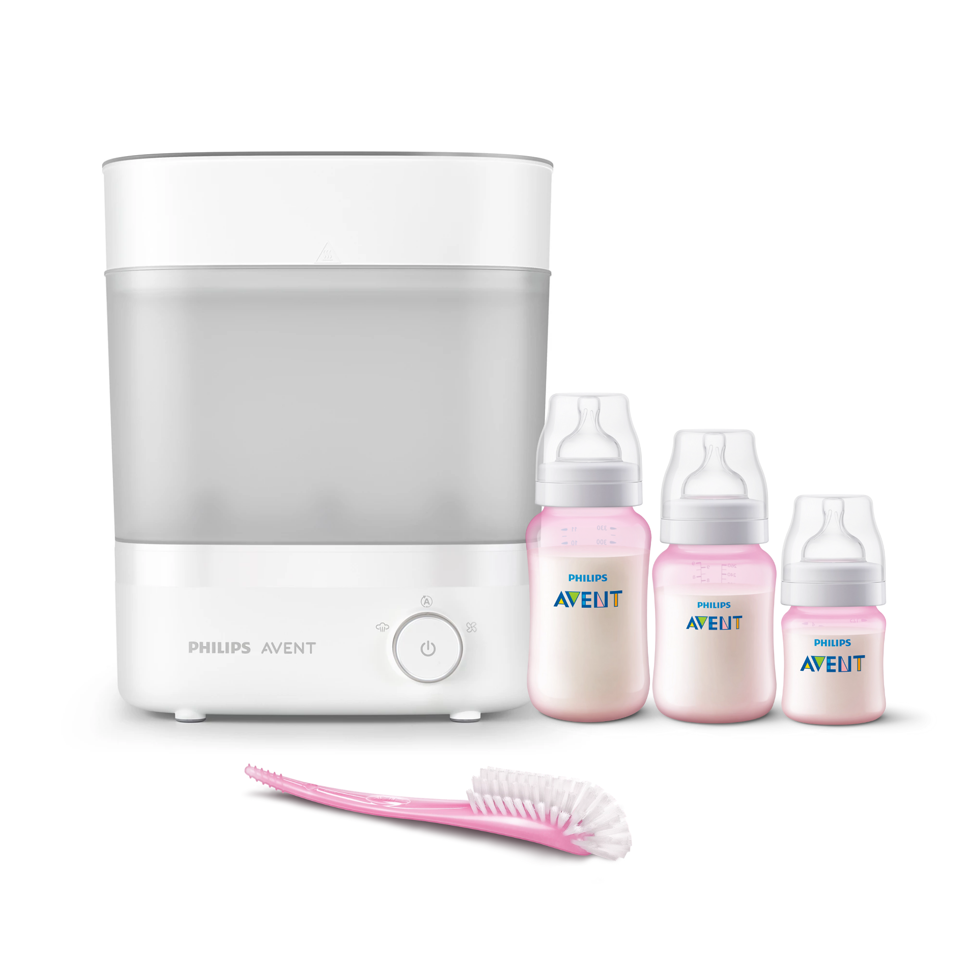 Esterilizador Avent Eléctrico + 3 Mamaderas Pink + Cepillo-0