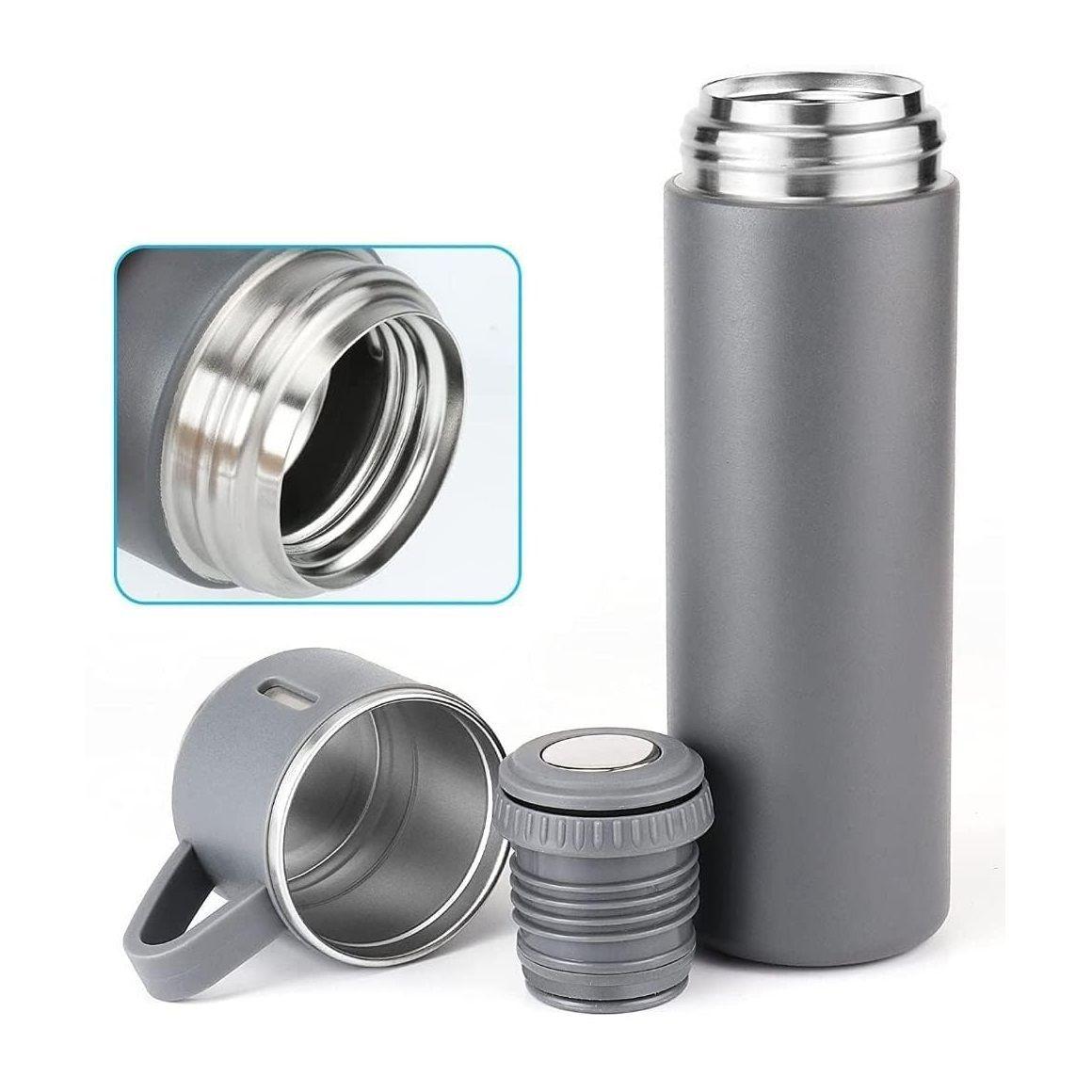 Pack Set super lonchera - termo con 3 tazas gris y cucharas-5