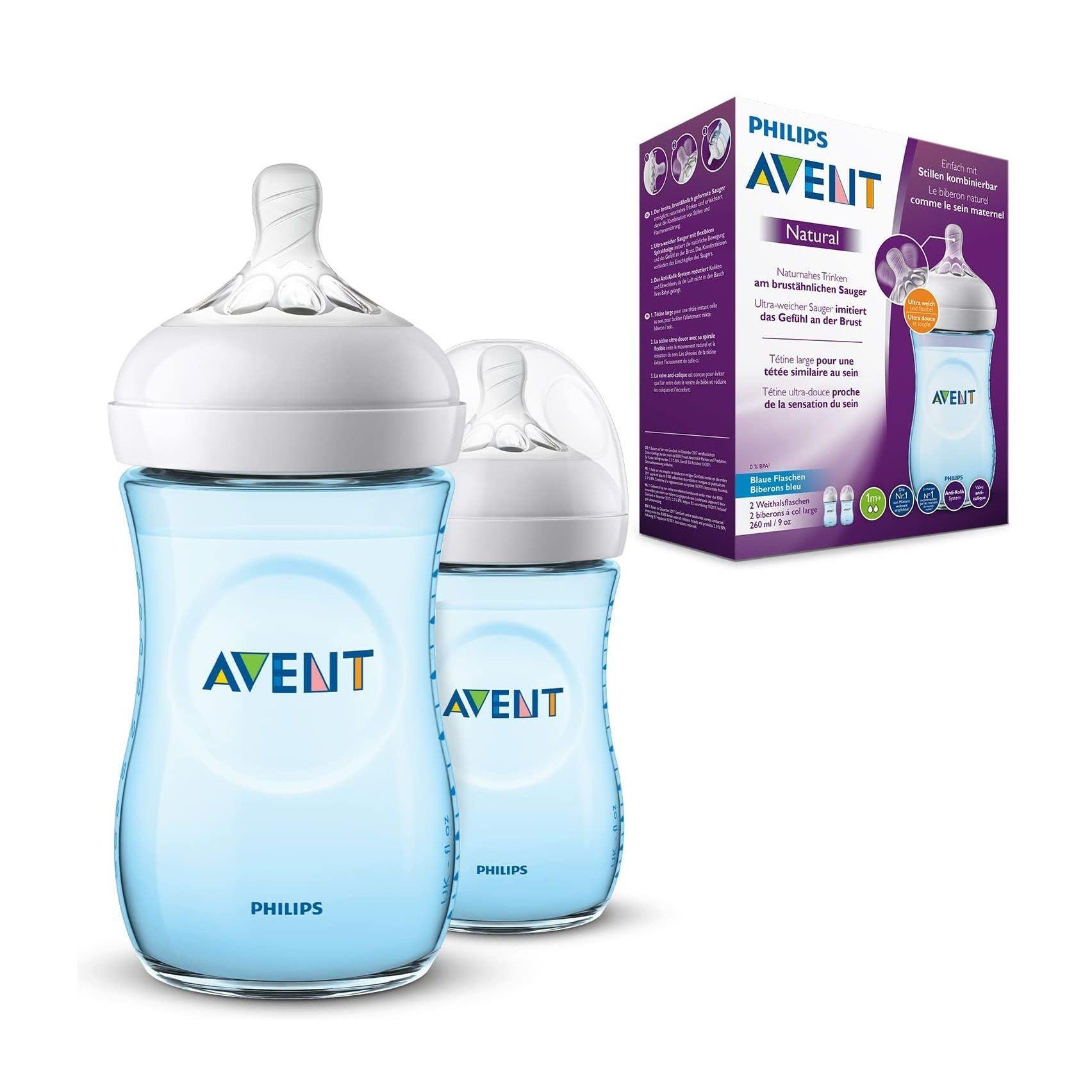 2 Mamaderas Natural 260ml Azul SCF035/27-0