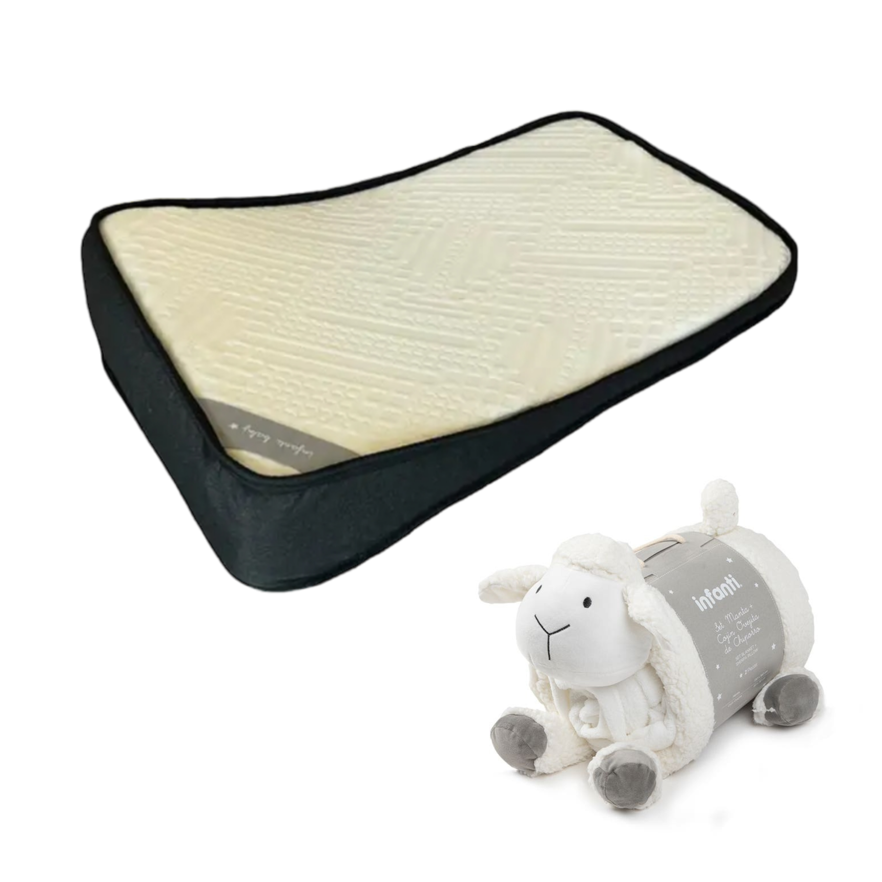 Colchón Espuma Anti- colico Anti-Reflujo 107x67cm CIELO-LUNA-NUBE mas manta oveja-0