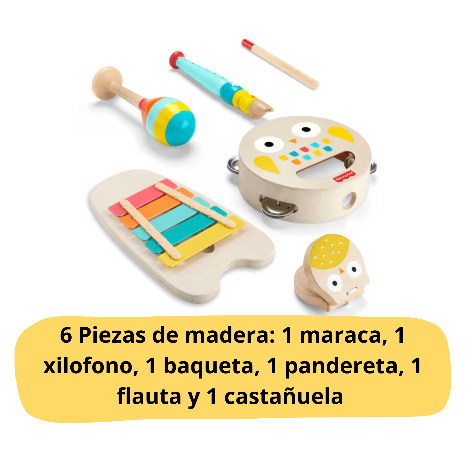 Set Musical Fisher-price , Juego Creativo 6 Piezas De Madera-3