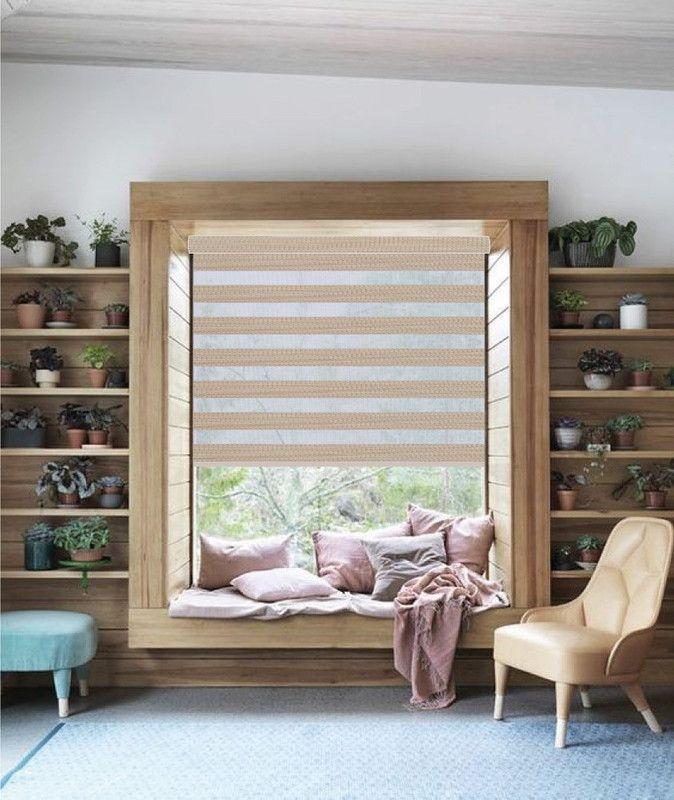Cortina Roller Dúo Traslúcido 90x235 cm Beige-4