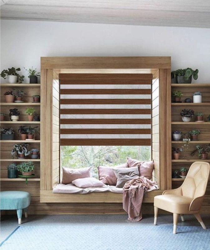 Cortina Roller Dúo Traslúcido 95x235cm Café Claro-4