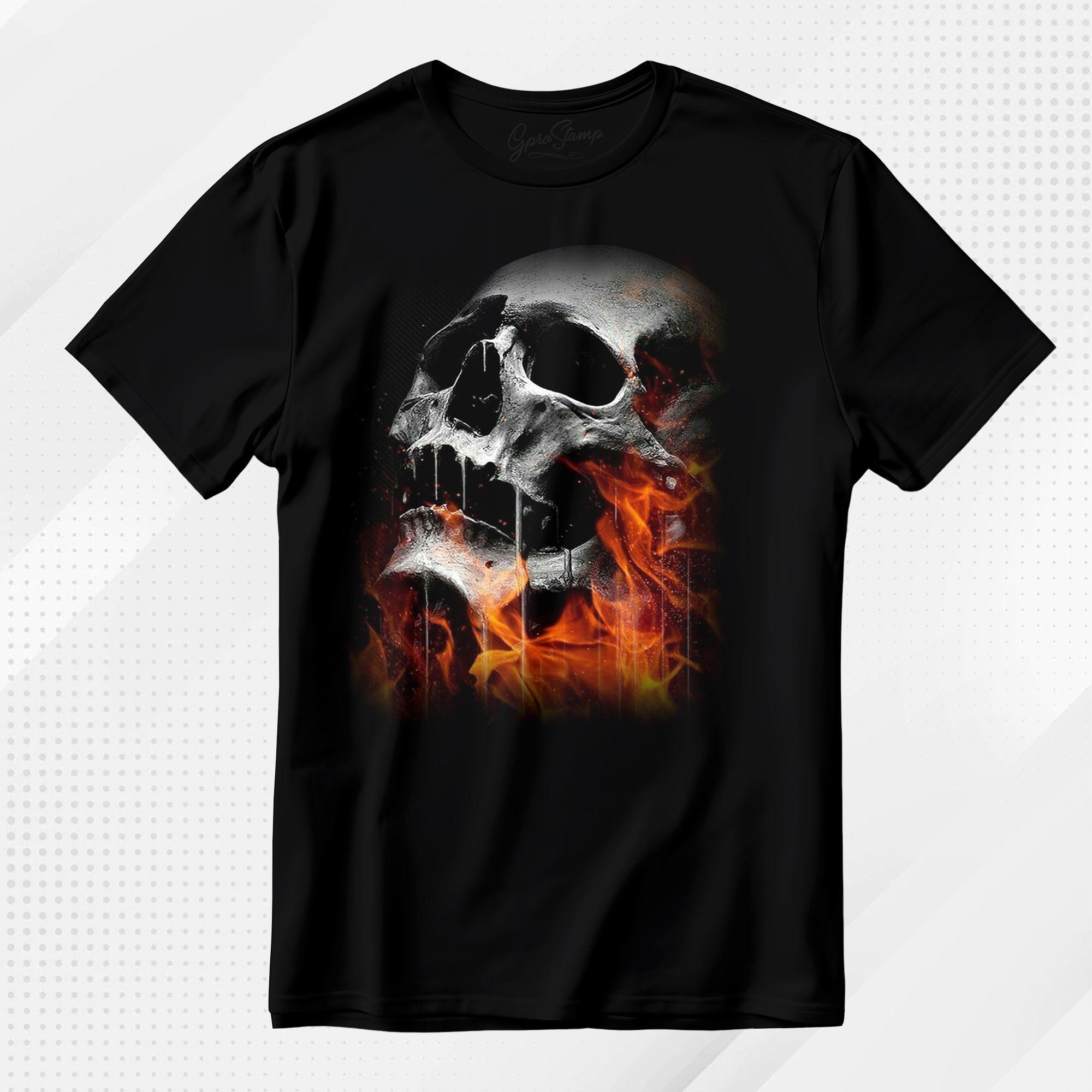 POLERA CRANEO EN LLAMAS - Gprodis-0