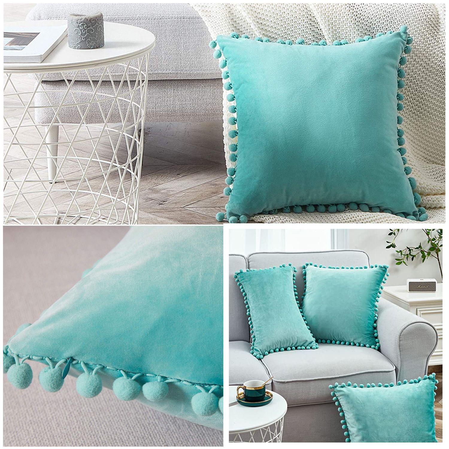 Pack 2 Funda De Cojin Terciopelo Velvet Con Pompon-0