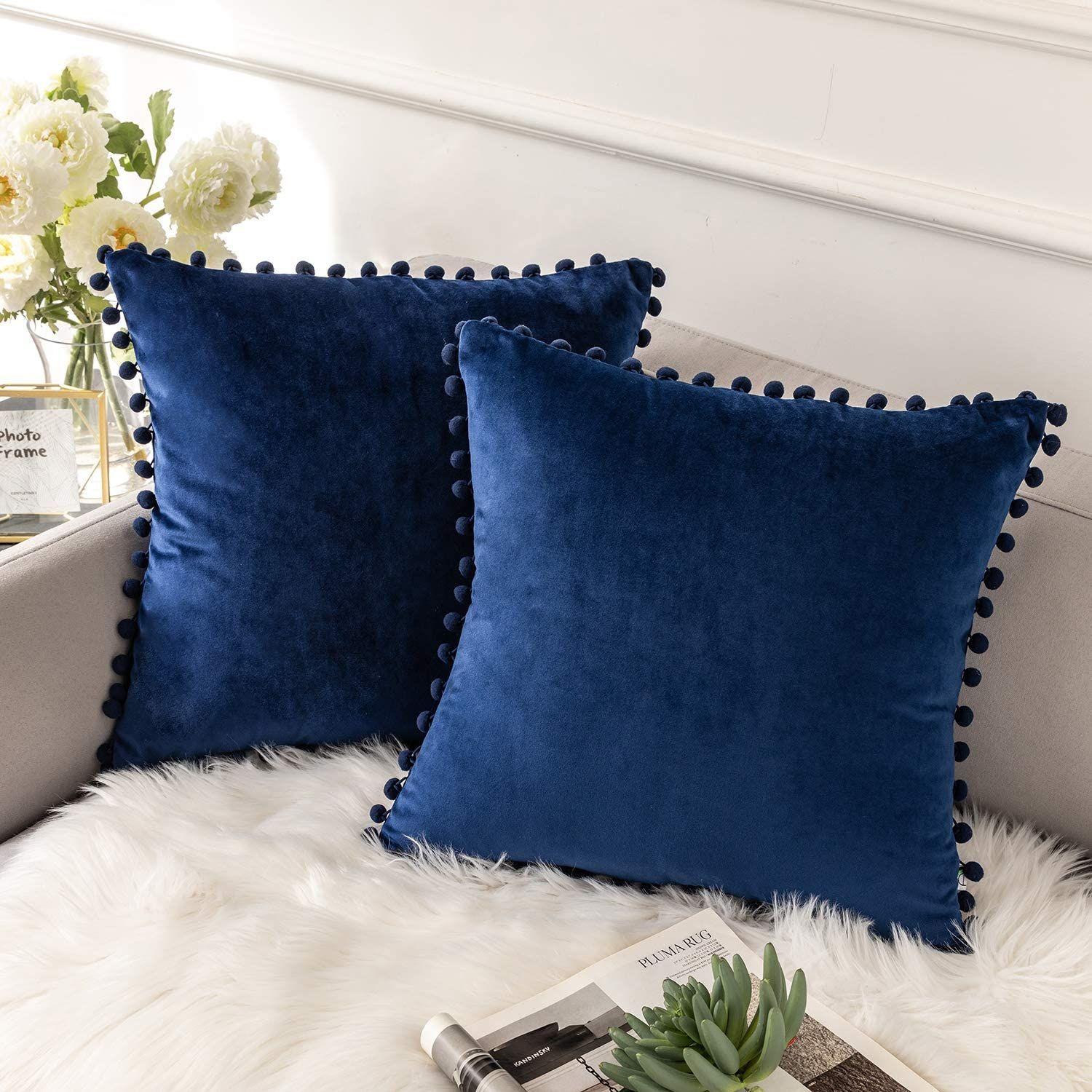Pack 2 Funda De Cojin Terciopelo Velvet Con Pompon-0