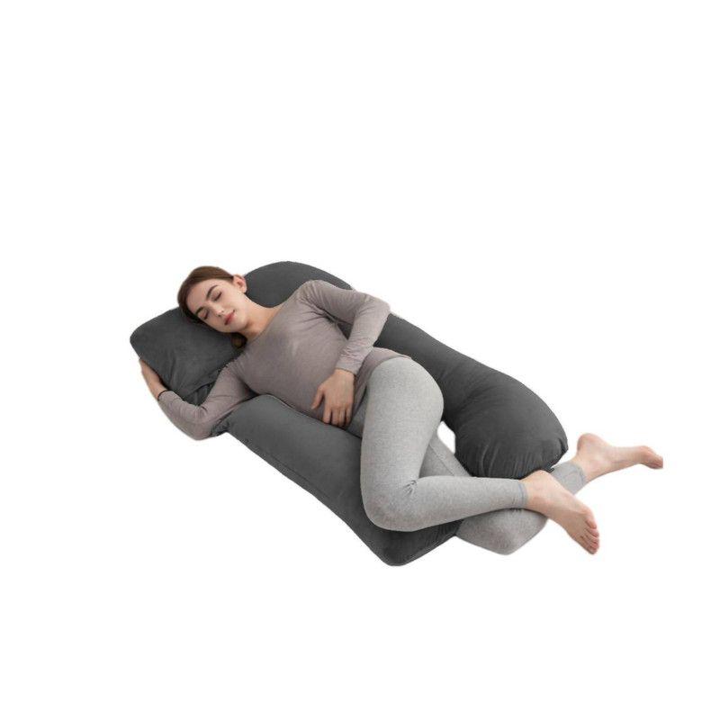 Almohada Maternal con Funda Extra Suave Lavable y Espacio para Brazo Gris Oscuro-2