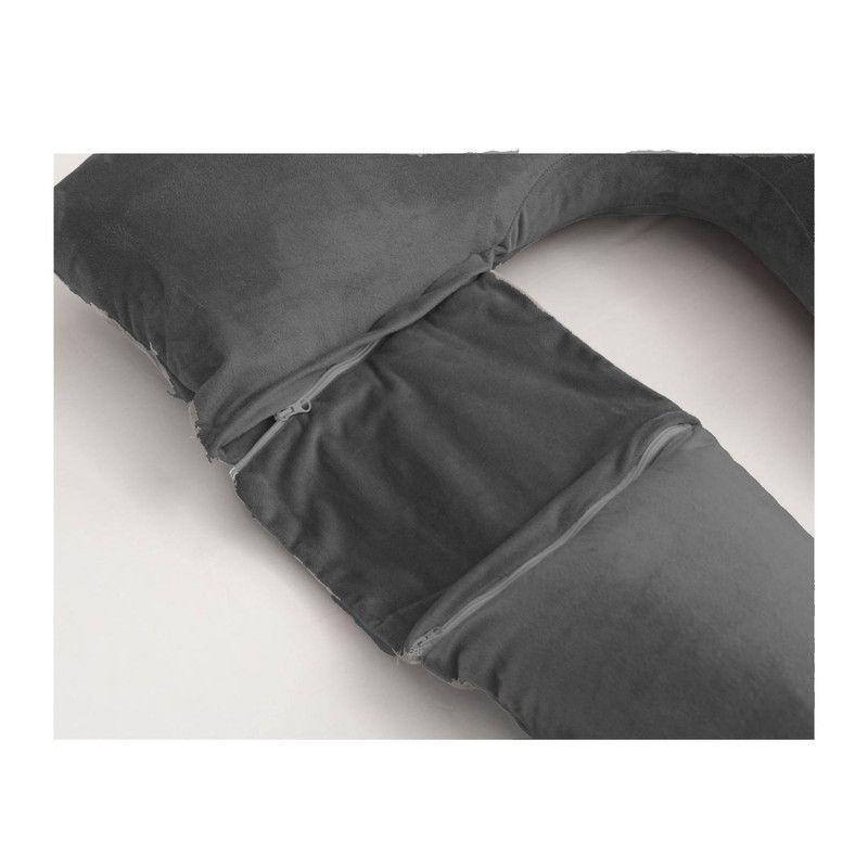 Almohada Maternal con Funda Extra Suave Lavable y Espacio para Brazo Gris Oscuro-3
