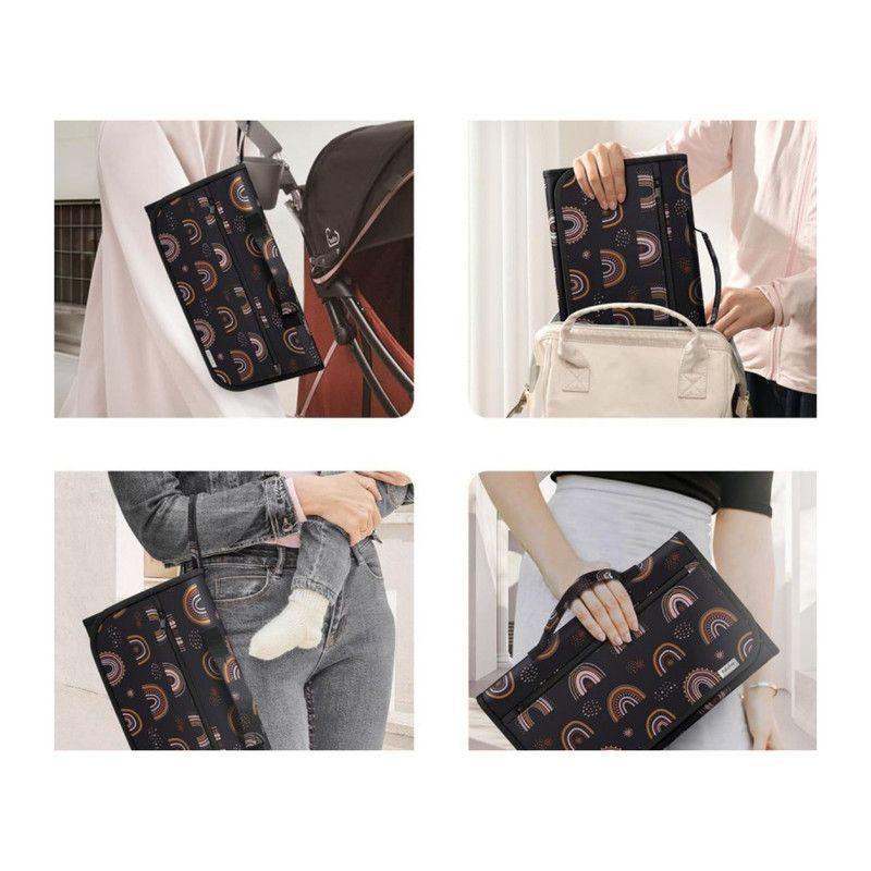 Bolso Mudador Portátil Cambiar Pañales Bebé Negro-4