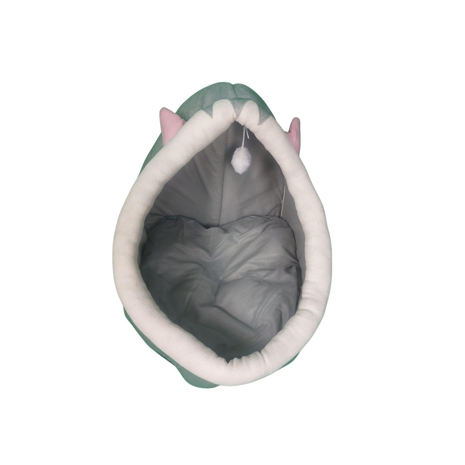 Casa Cama Suave para Gatos con Juguete Colgante Gris-4